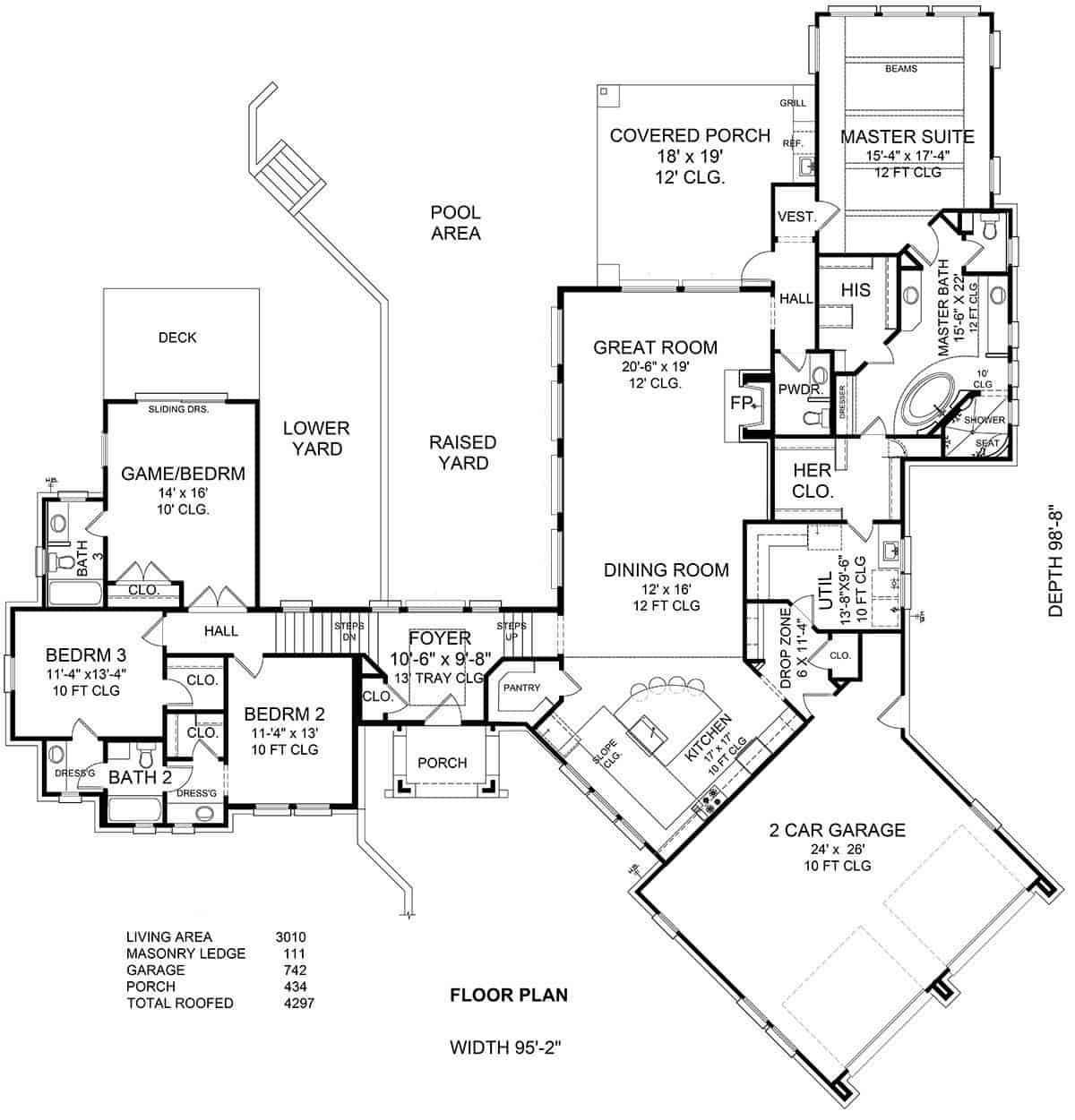 Main Level of Contemporary Plan #209-1007