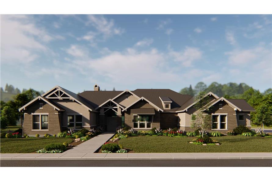 4-Bedroom, 4420 Sq Ft Arts and Crafts Home - Plan #209-1014 - Main Exterior