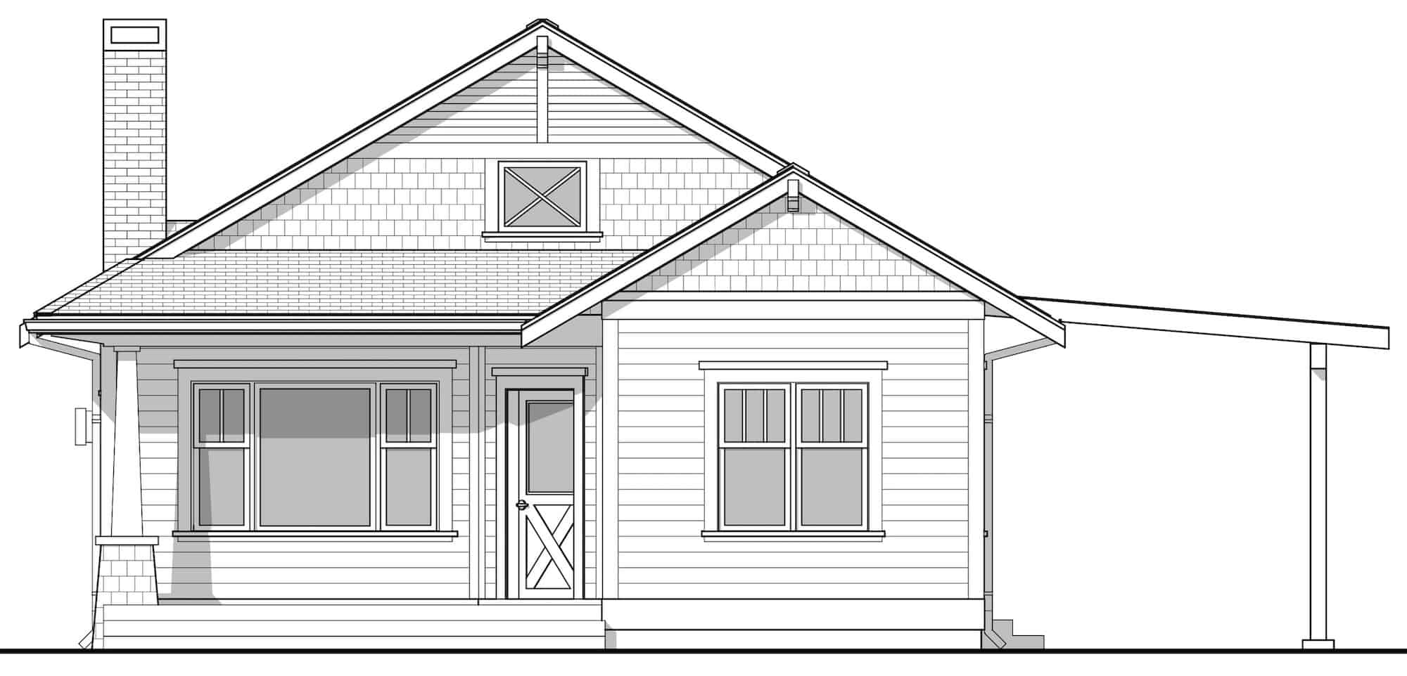 Home Plan Front Elevation of this 2-Bedroom,1112 Sq Ft Plan -211-1011