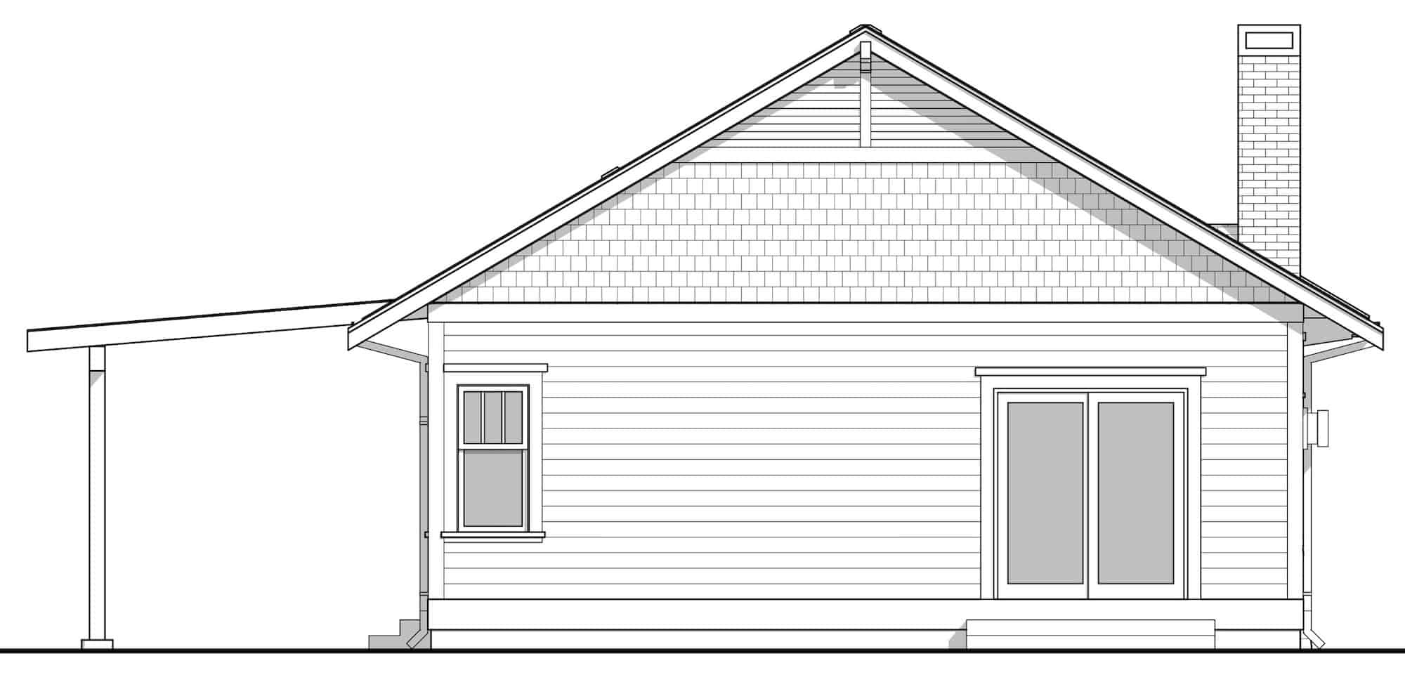 Home Plan Rear Elevation of this 2-Bedroom,1112 Sq Ft Plan -211-1011