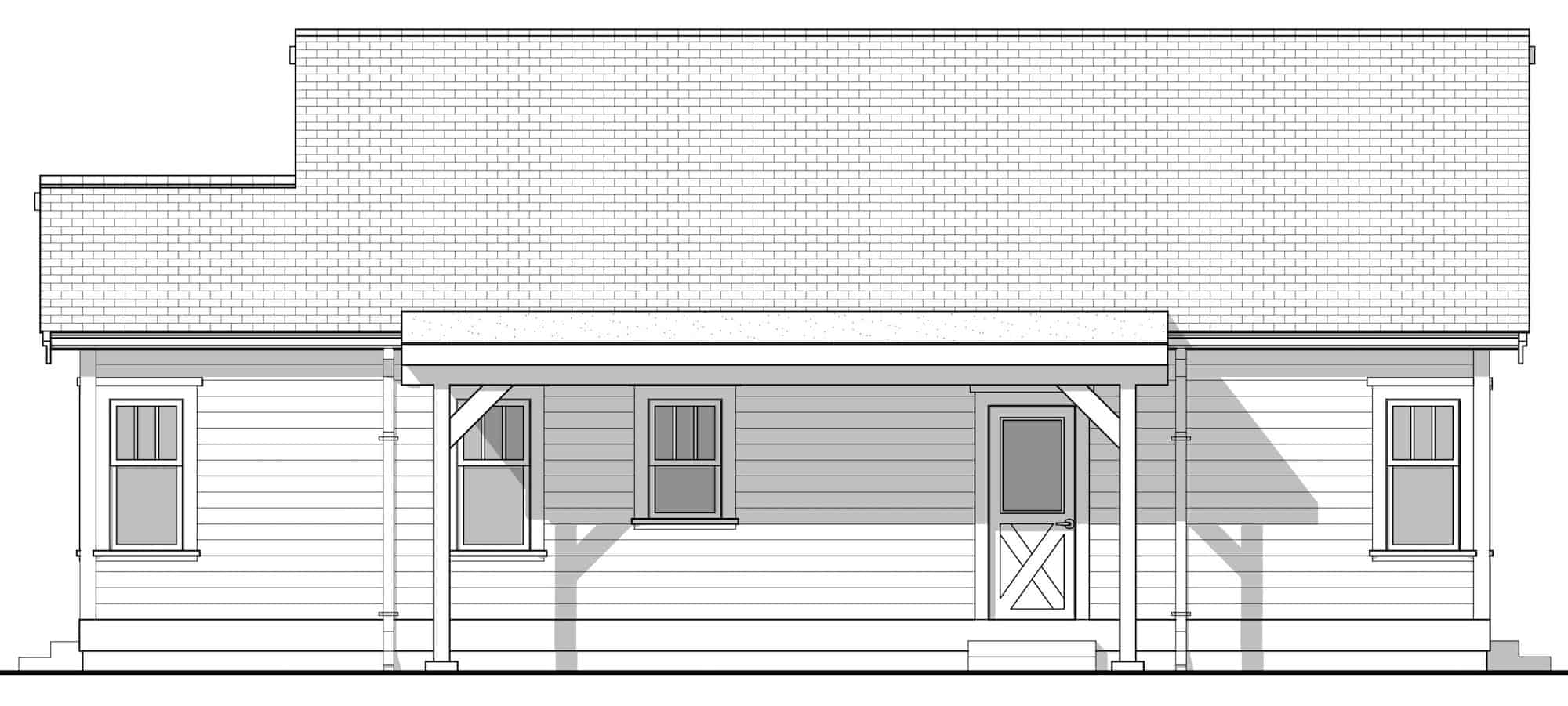 Home Plan Right Elevation of this 2-Bedroom,1112 Sq Ft Plan -211-1011