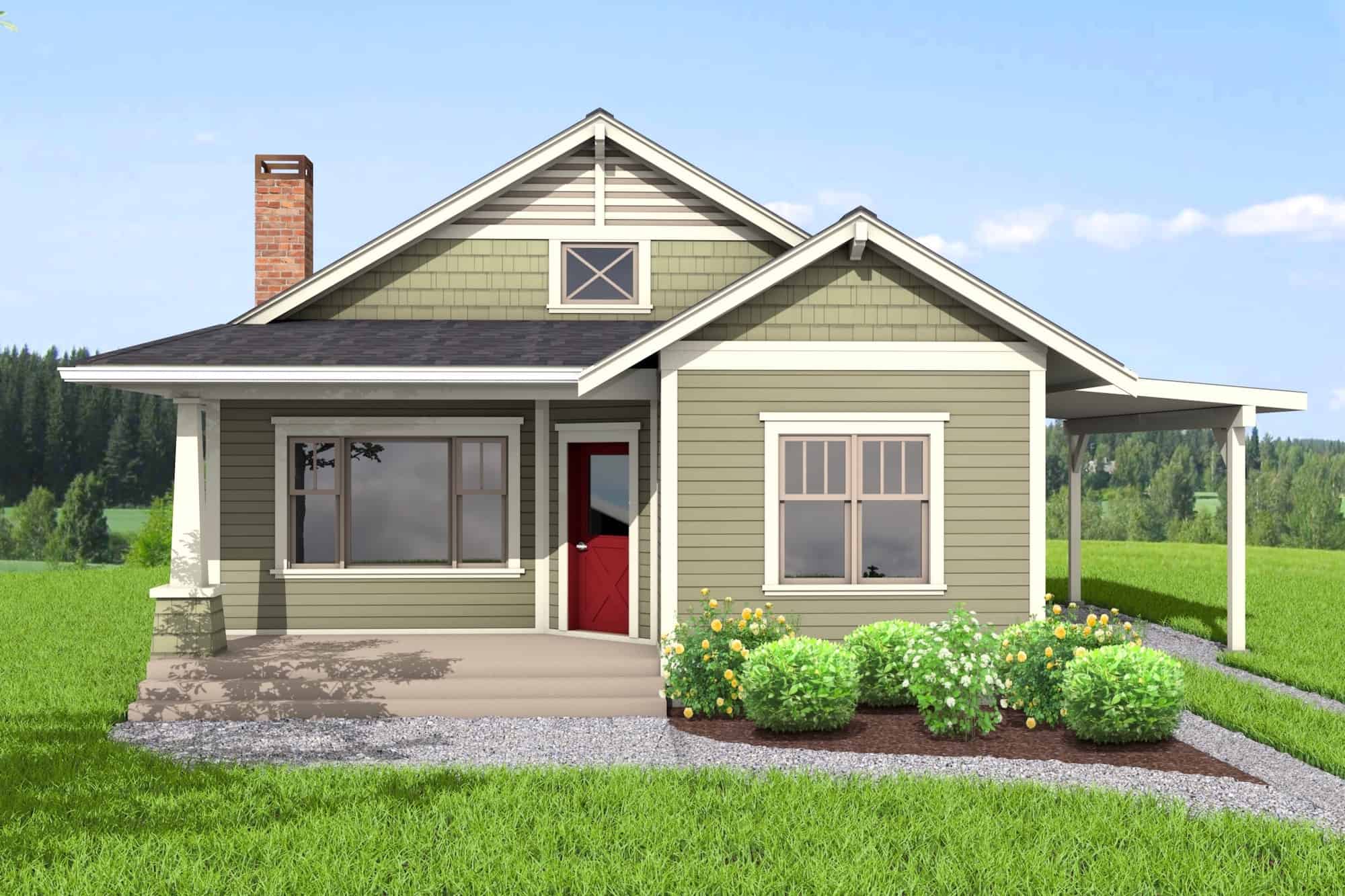 Front elevation of Ranch home (ThePlanCollection: House Plan #211-1011)
