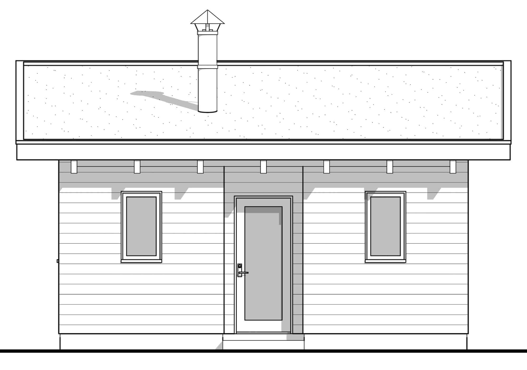 Home Plan Rear Elevation of this 1-Bedroom,300 Sq Ft Plan -211-1013