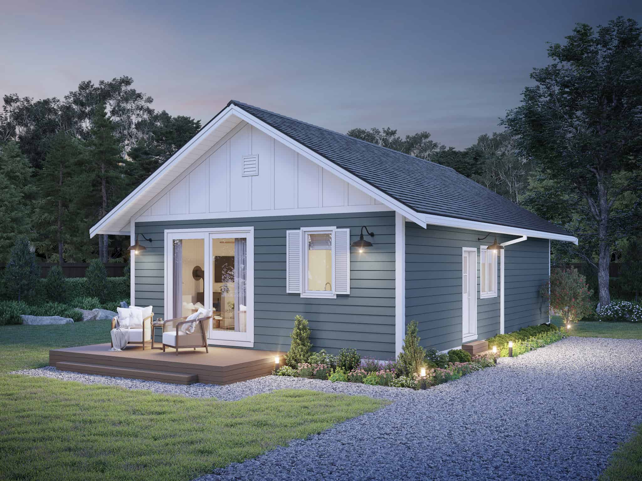 Home at Night of this 3-Bedroom,900 Sq Ft Plan -211-1015