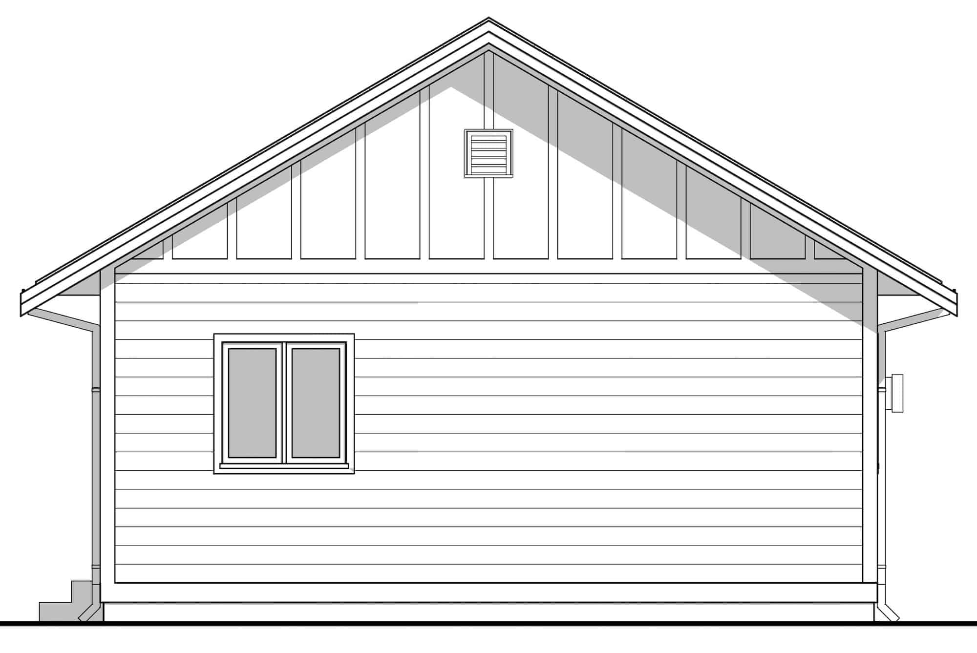 Home Plan Rear Elevation of this 3-Bedroom,900 Sq Ft Plan -211-1015