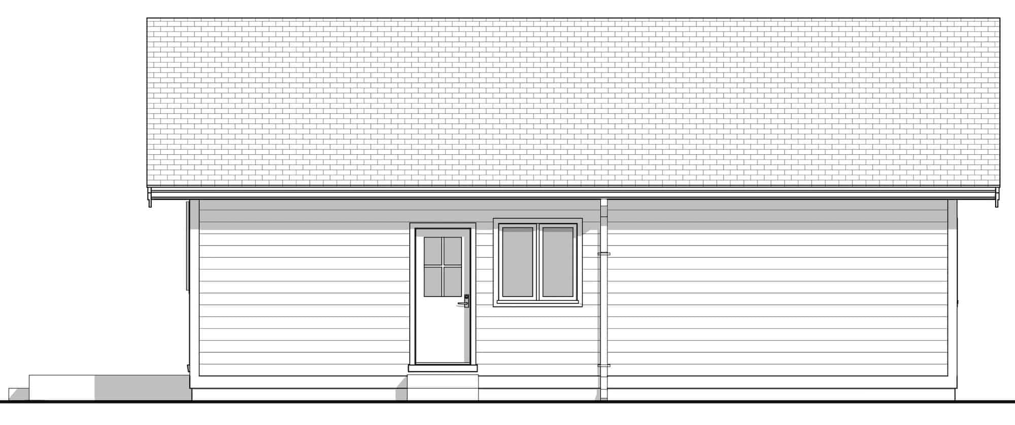 Home Plan Right Elevation of this 3-Bedroom,900 Sq Ft Plan -211-1015
