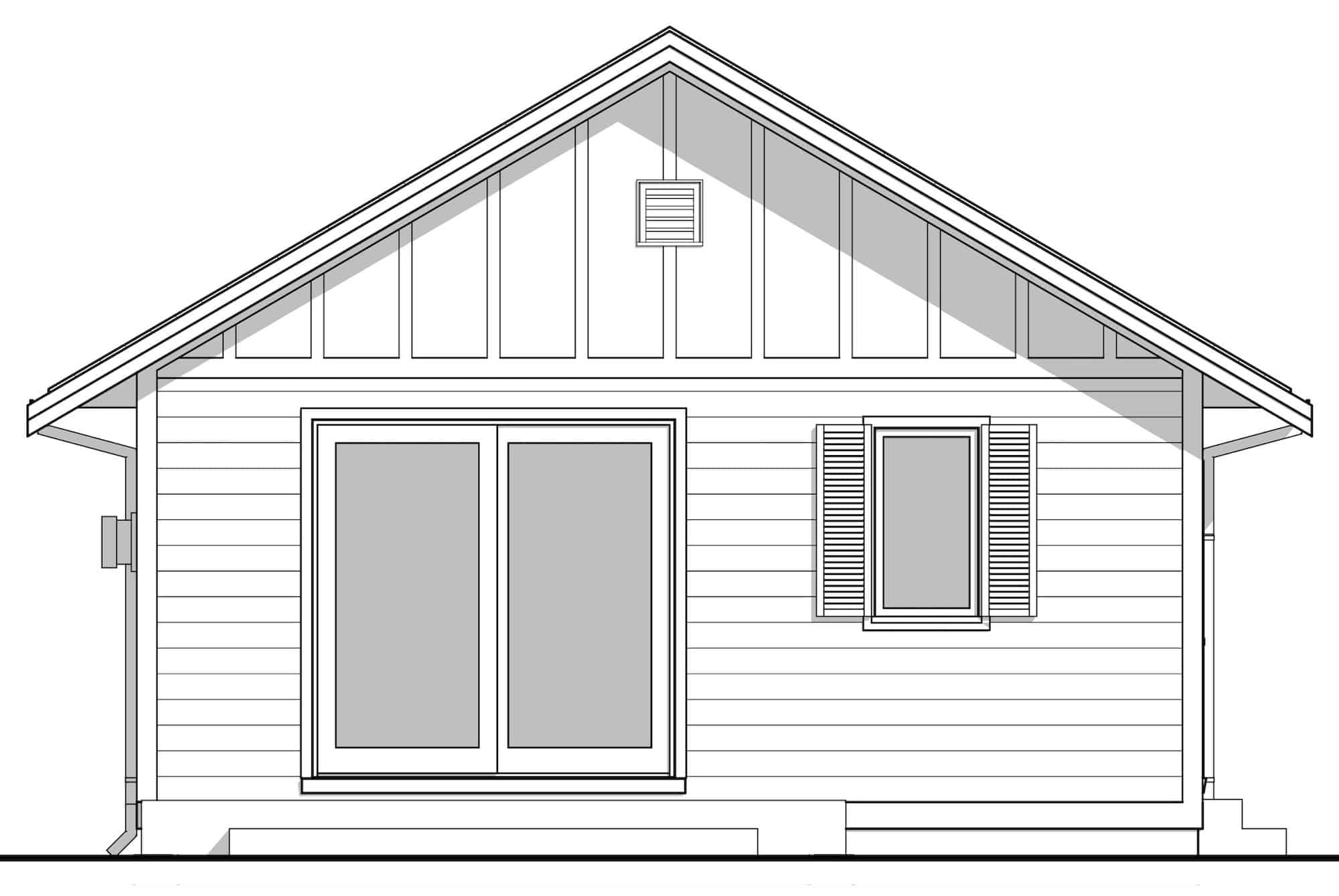 Home Plan Front Elevation of this 3-Bedroom,900 Sq Ft Plan -211-1015