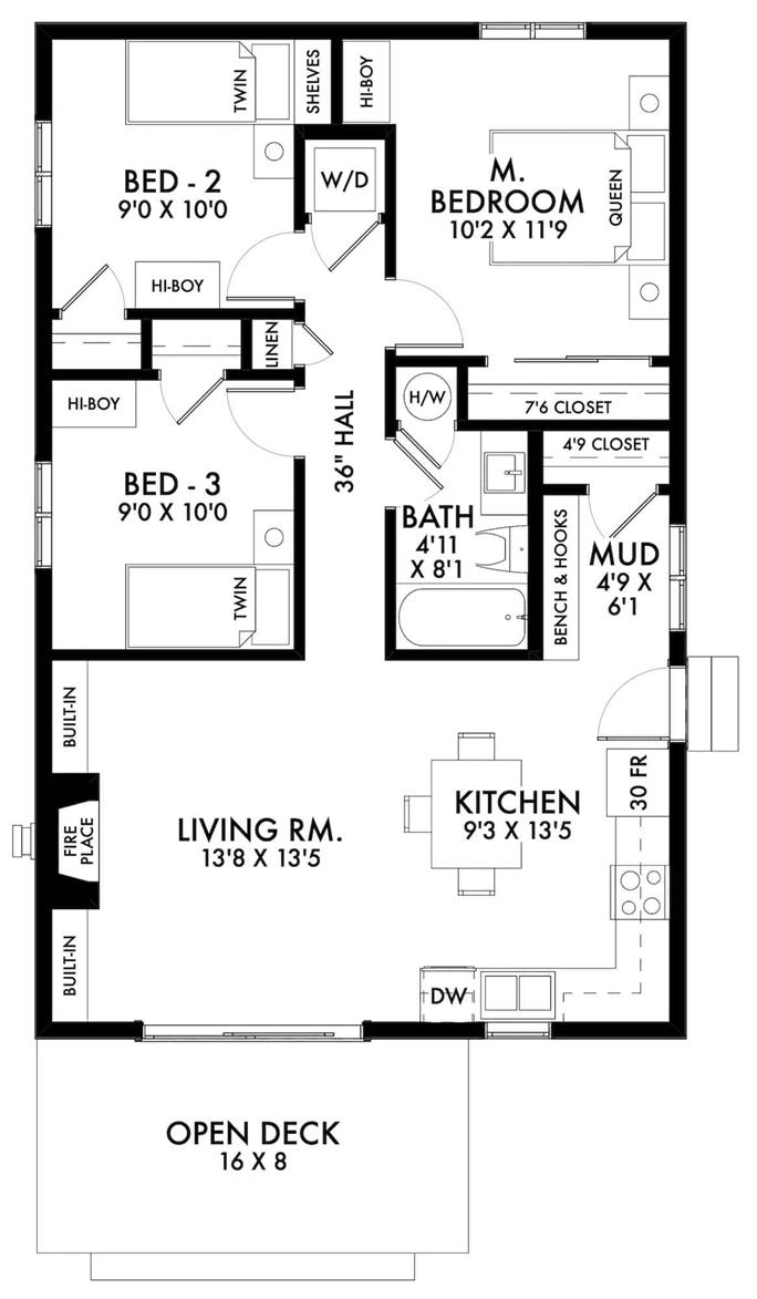 Small House Plans Plan 3 Bedrms