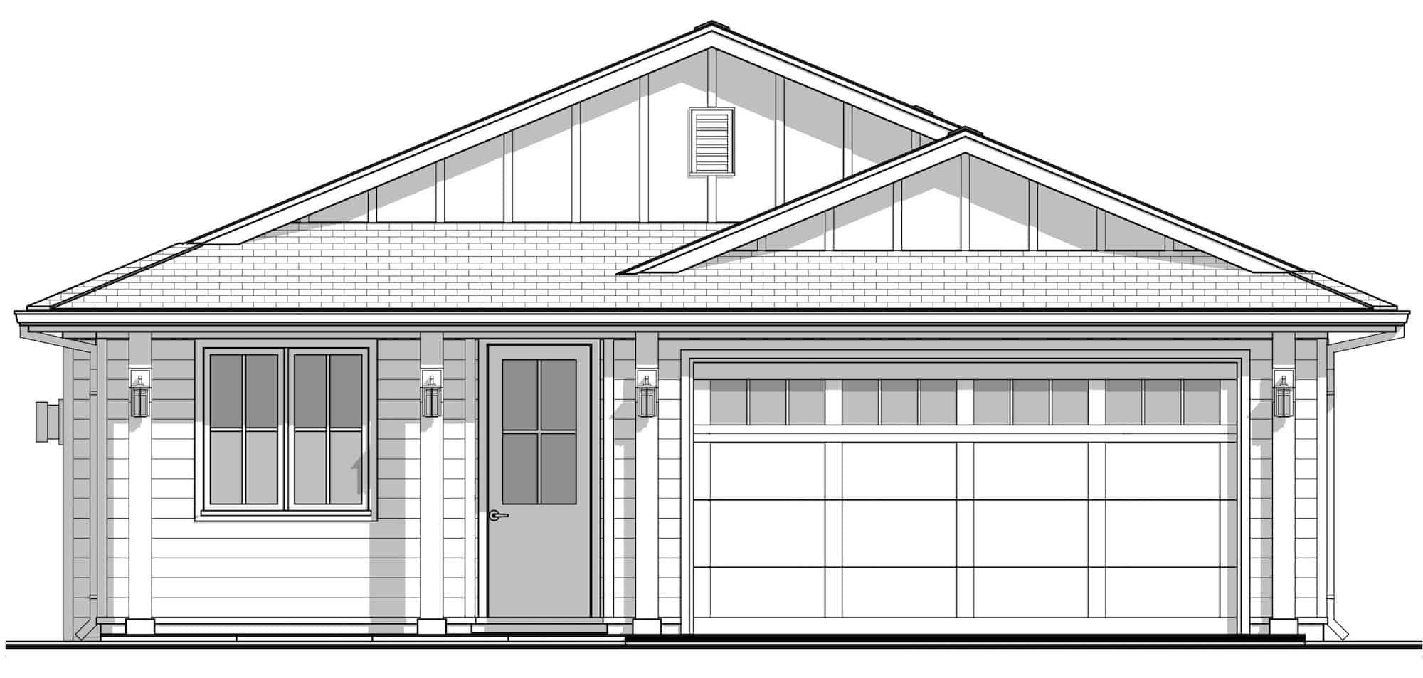 Home Plan Front Elevation of this 4-Bedroom,1286 Sq Ft Plan -211-1029