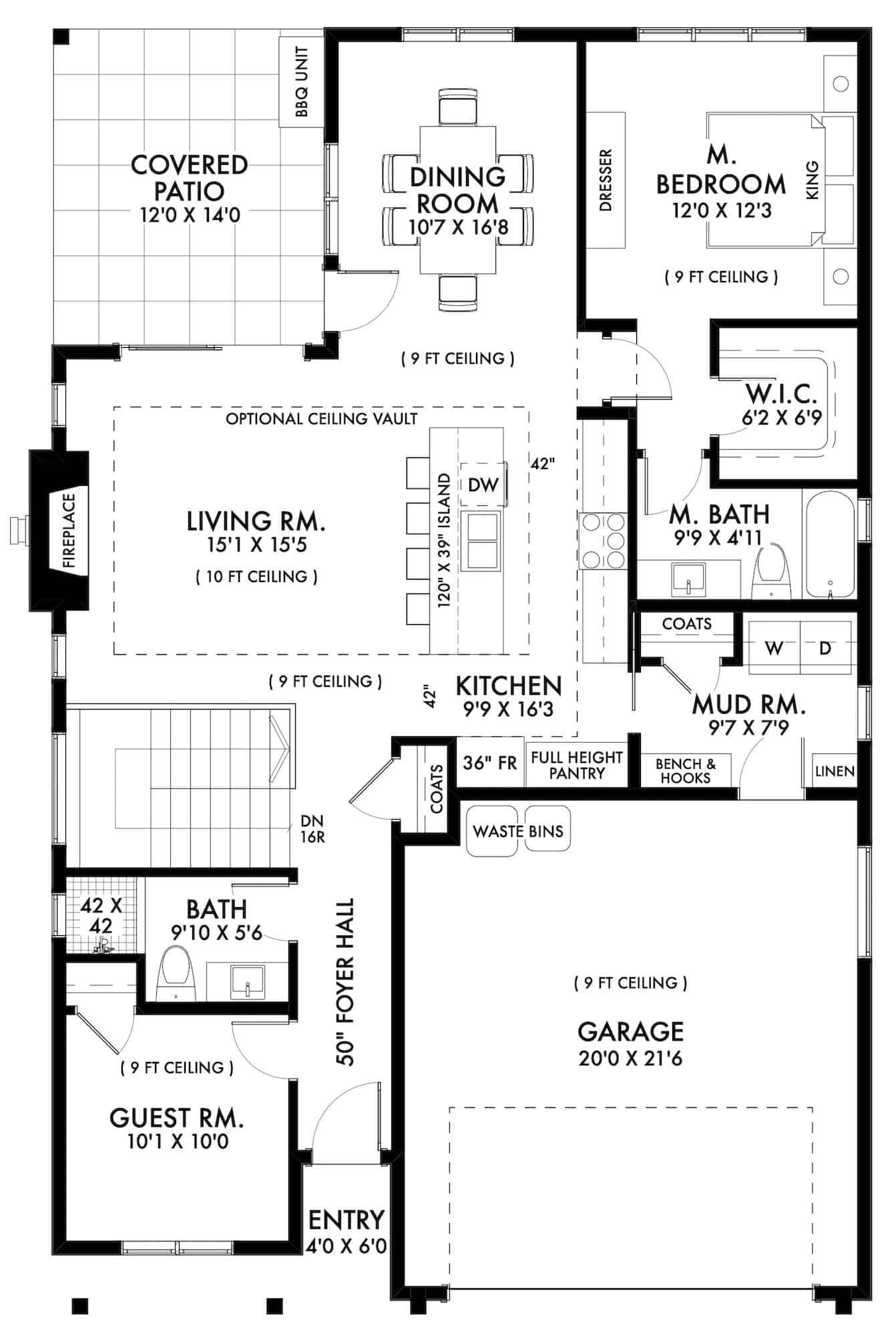 Main Level of Ranch Plan #211-1029