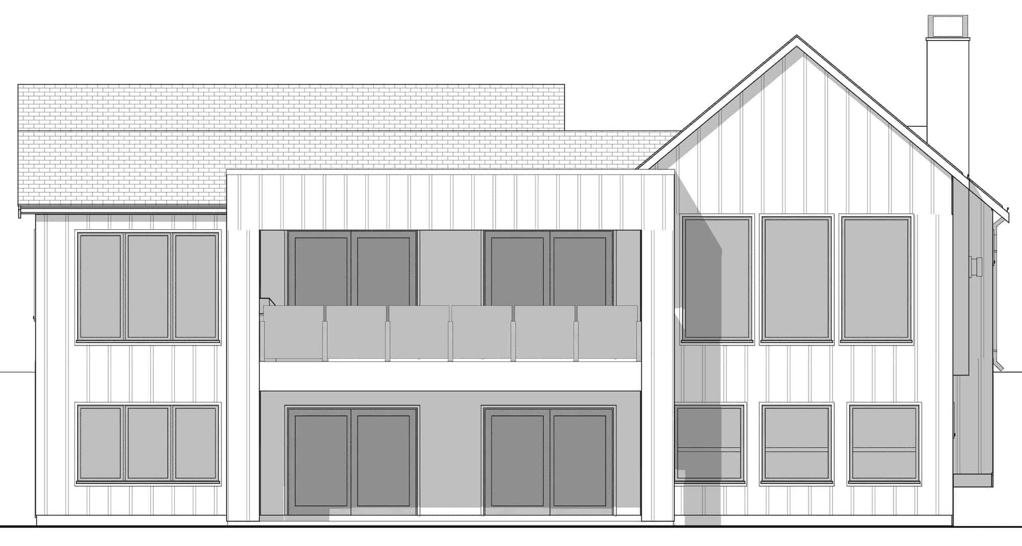 Home Plan Rear Elevation of this 3-Bedroom,2077 Sq Ft Plan -211-1034