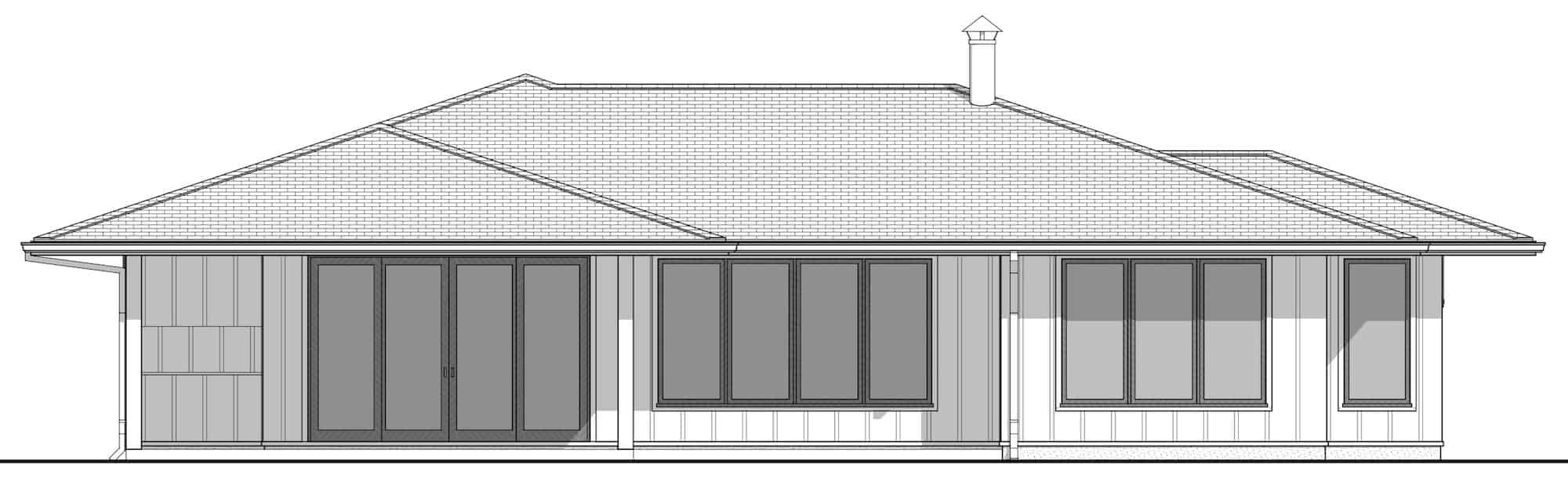 Home Plan Rear Elevation of this 1-Bedroom,1537 Sq Ft Plan -211-1036