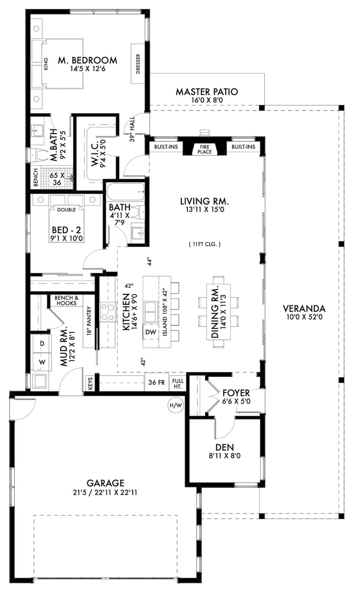 Main Level of Ranch Plan #211-1039