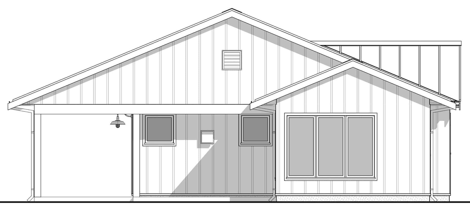 Home Plan Rear Elevation of this 2-Bedroom,1339 Sq Ft Plan -211-1039