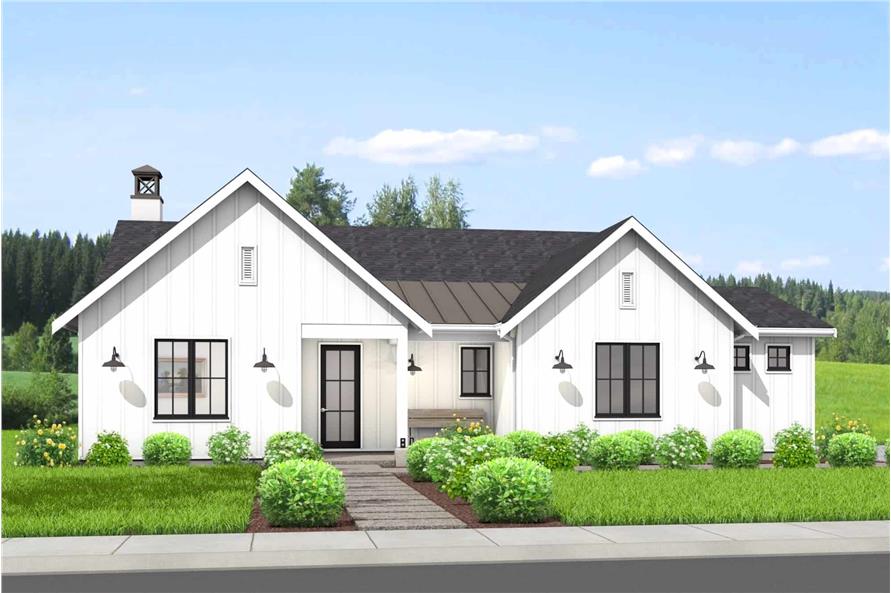 Front elevation of Ranch home (ThePlanCollection: House Plan #211-1048)