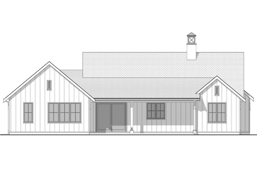 Home Plan Rear Elevation of this 3-Bedroom,1700 Sq Ft Plan -211-1050