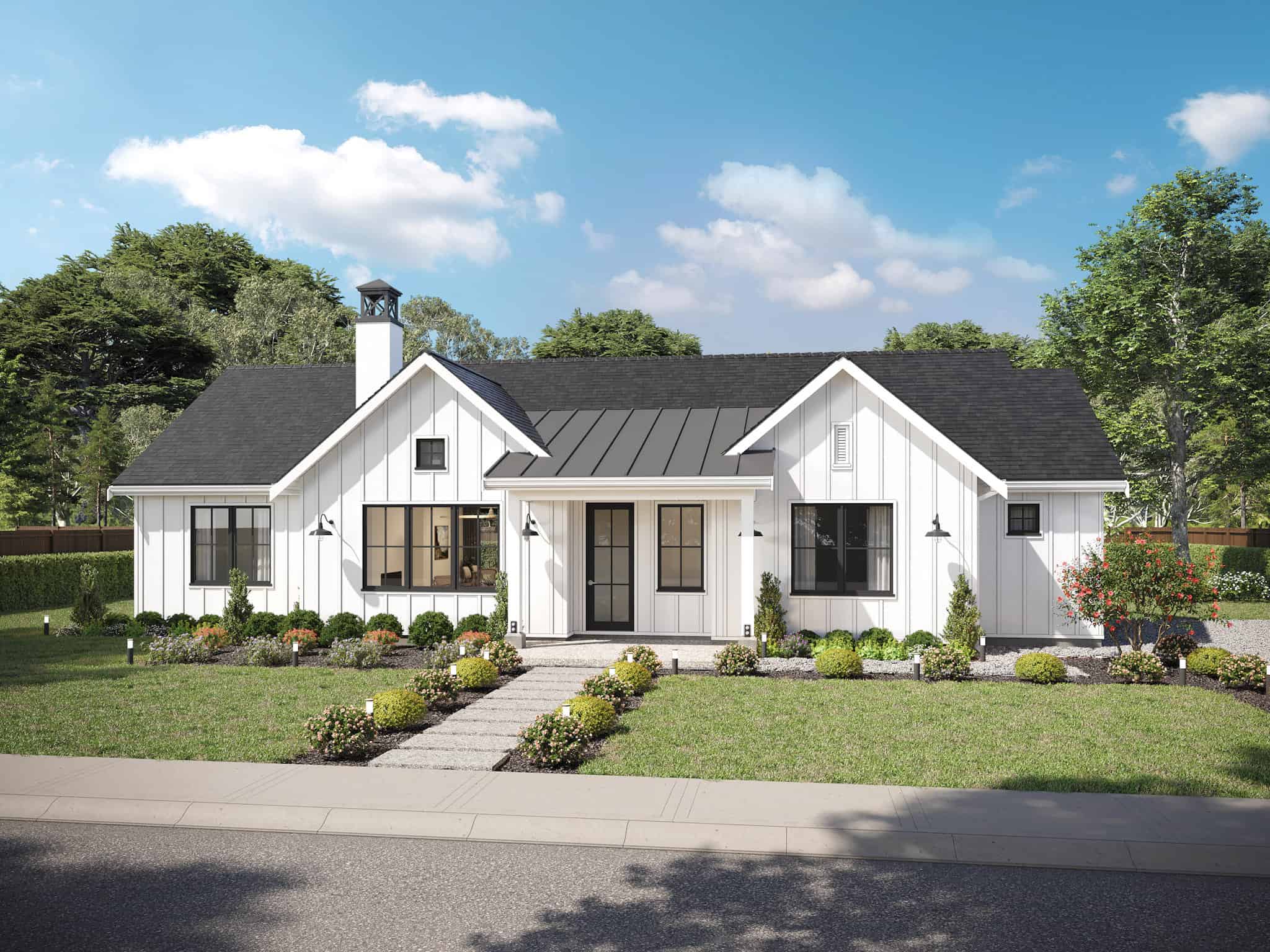 Front elevation of Ranch home (ThePlanCollection: House Plan #211-1053)