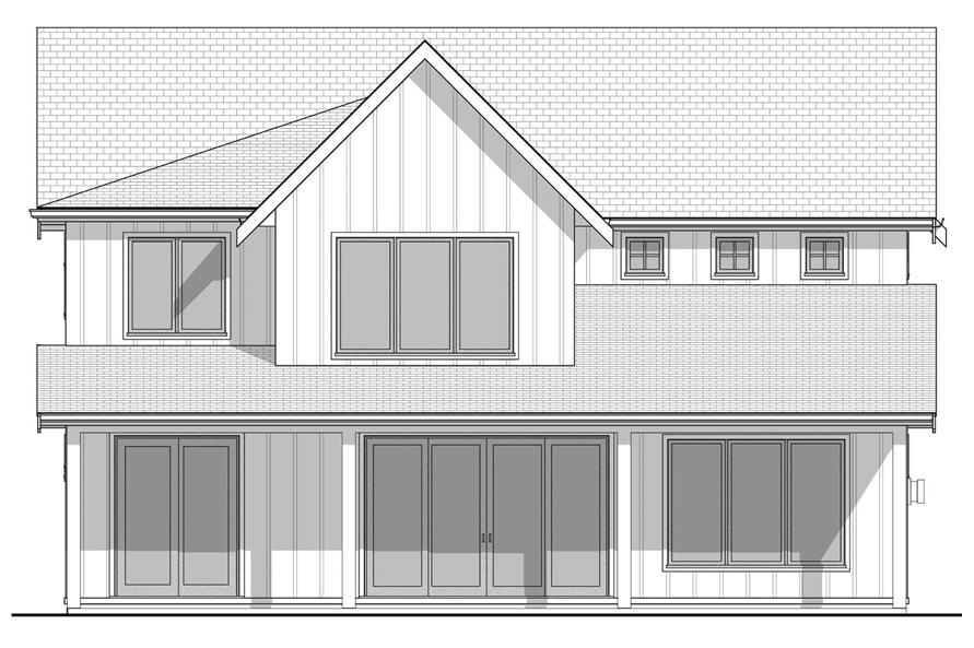 Home Plan Rear Elevation of this 4-Bedroom,2421 Sq Ft Plan -211-1055