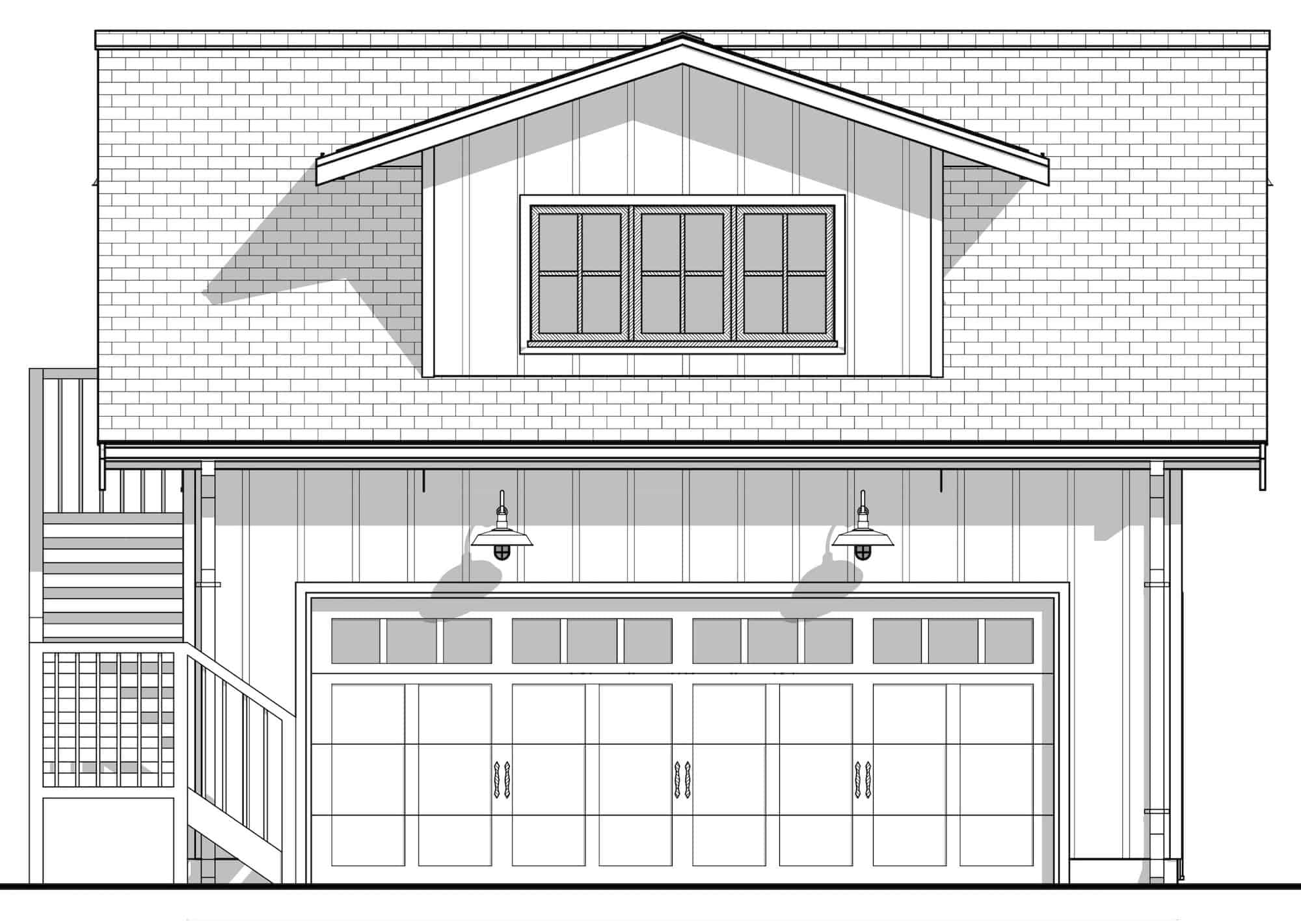 Home Plan Front Elevation of this 1-Bedroom,922 Sq Ft Plan -211-1064