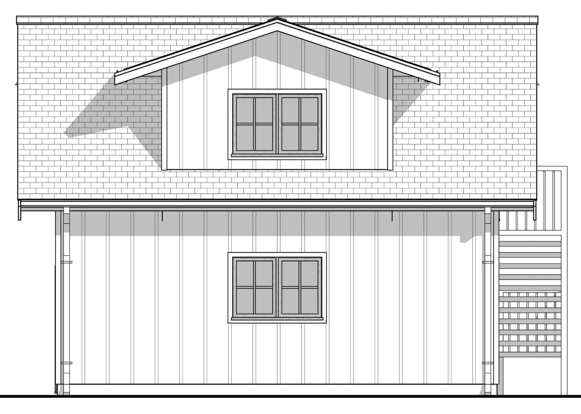 Home Plan Rear Elevation of this 1-Bedroom,922 Sq Ft Plan -211-1064
