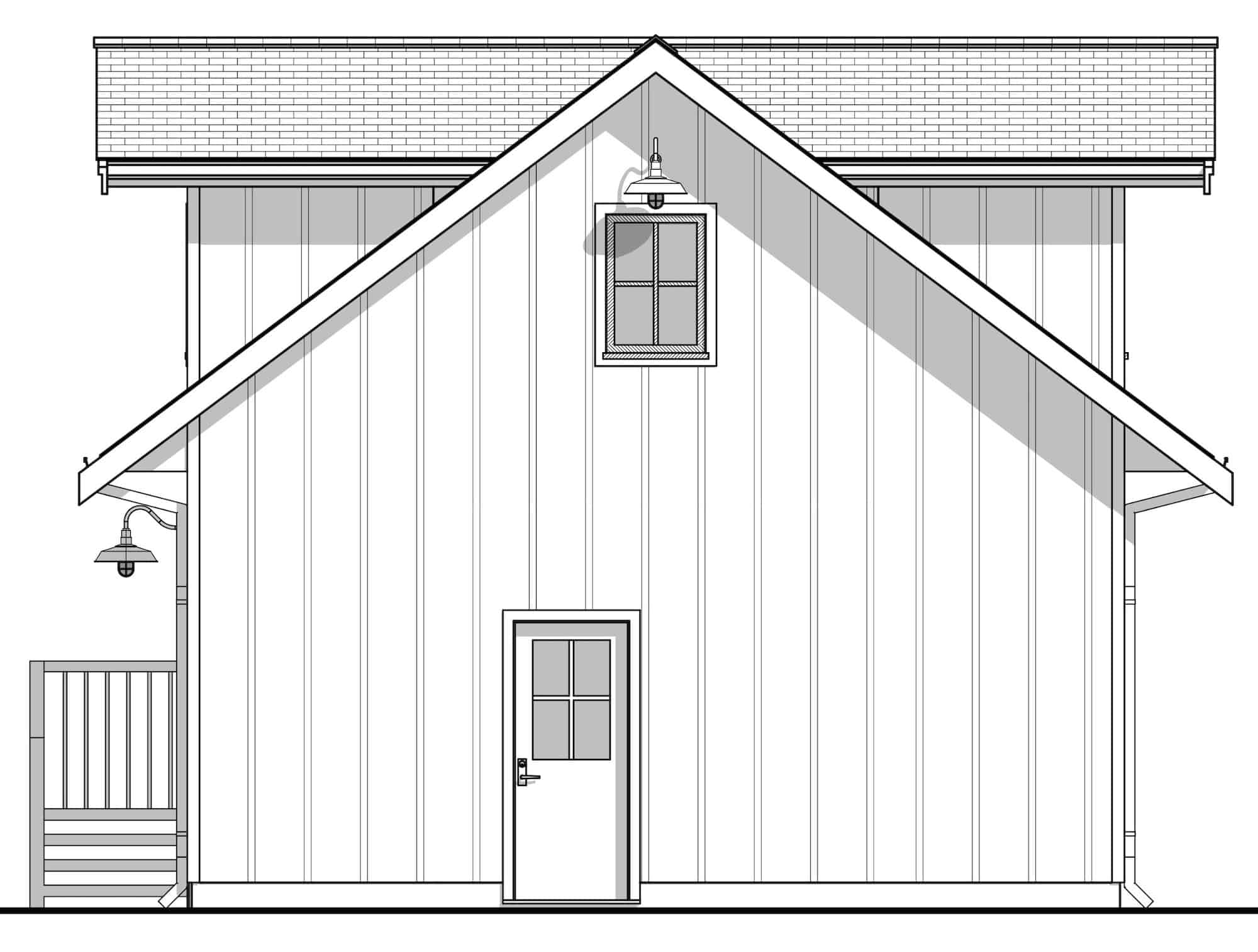 Home Plan Right Elevation of this 1-Bedroom,922 Sq Ft Plan -211-1064
