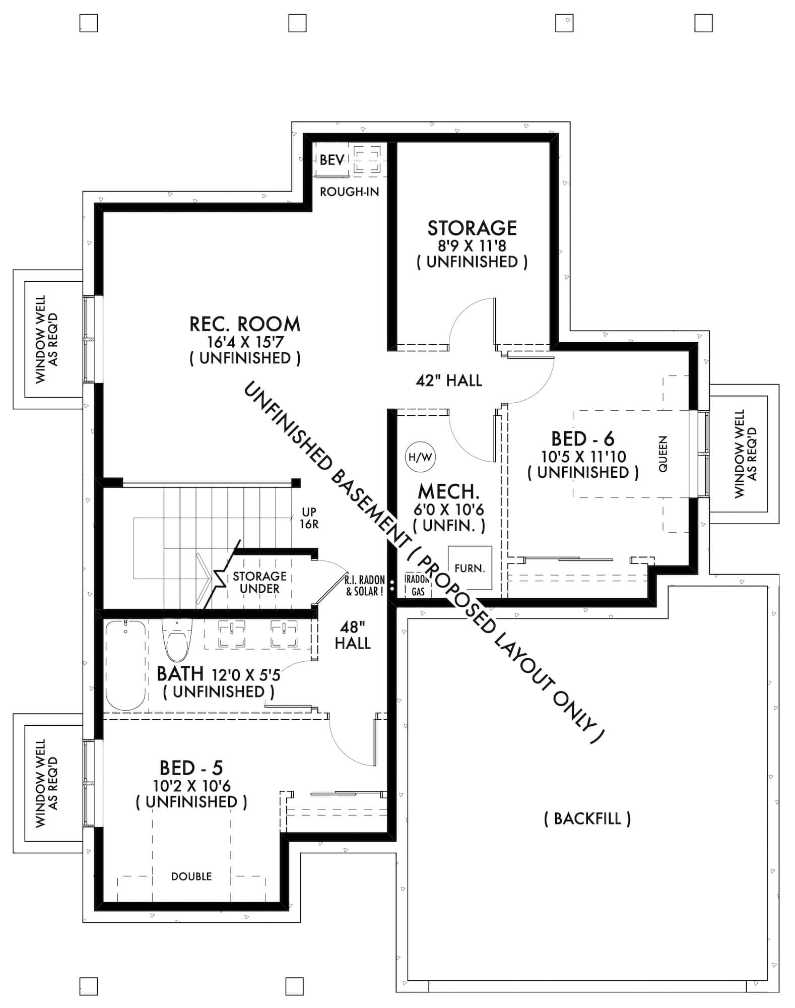 Basement of Modern Farmhouse Plan #211-1066