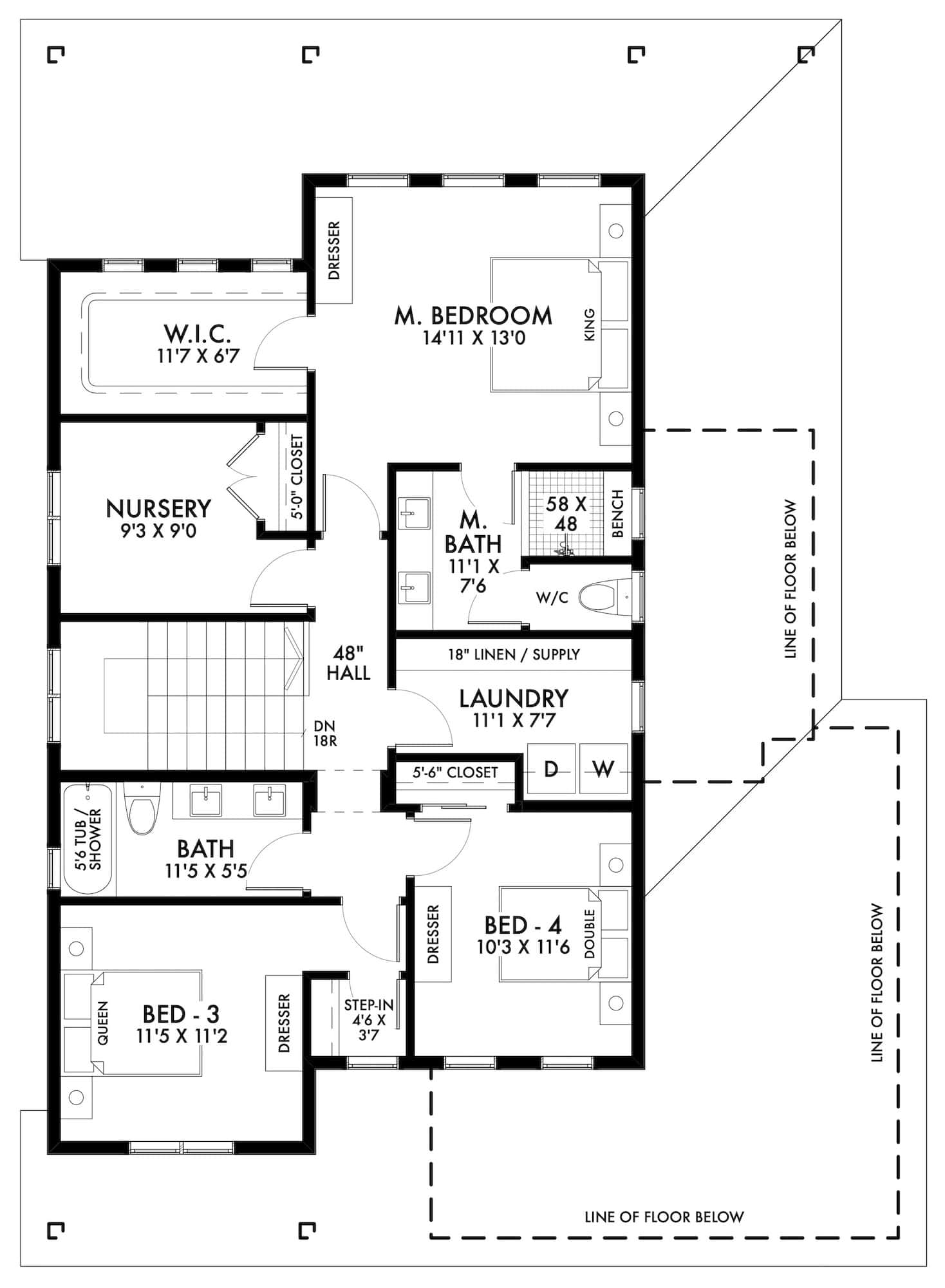 Upper Level of Modern Farmhouse Plan #211-1066