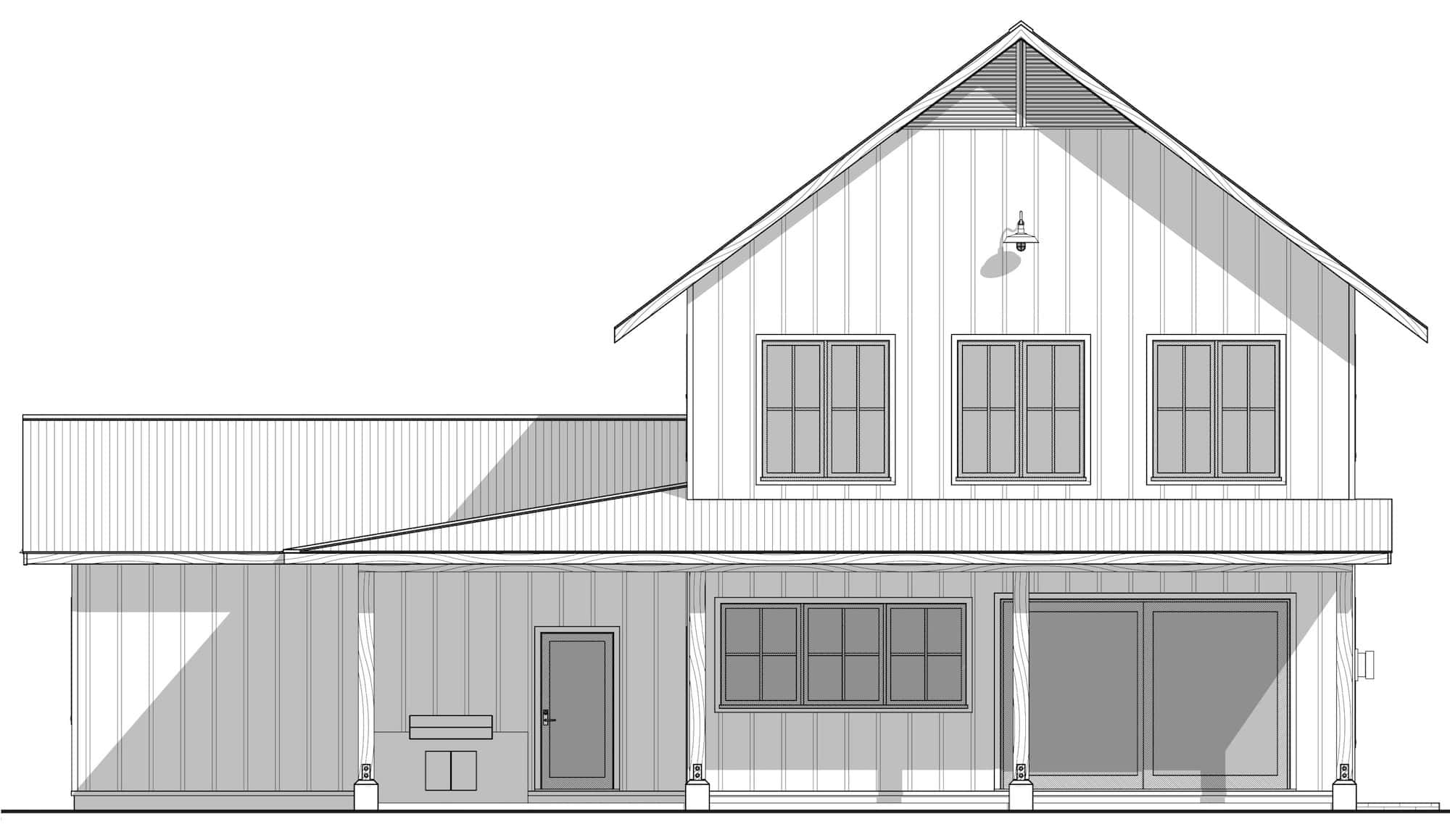Home Plan Rear Elevation of this 4-Bedroom,2380 Sq Ft Plan -211-1068