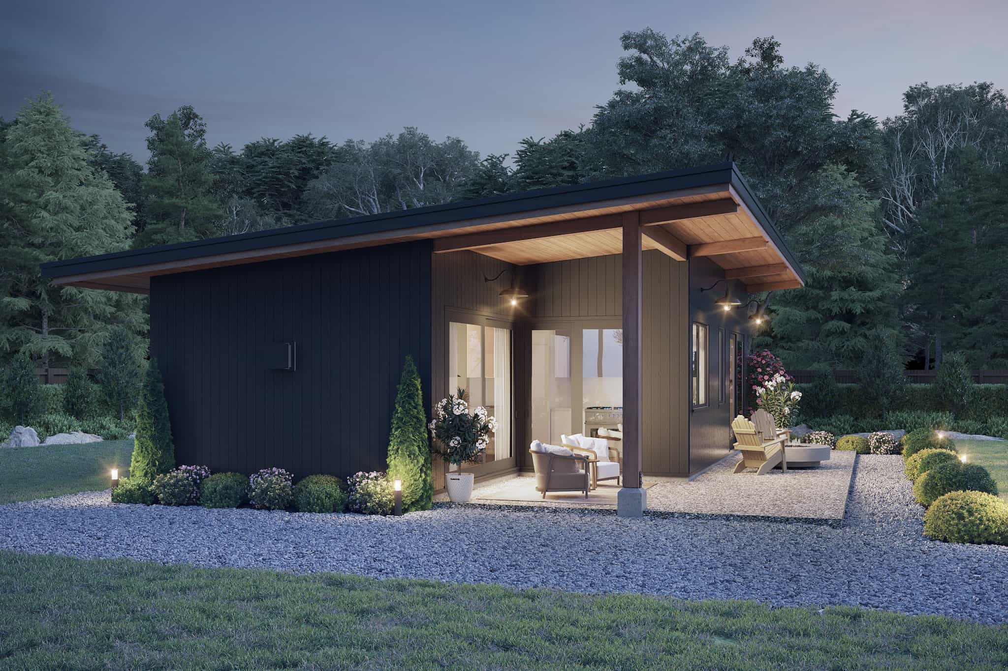 Home at Night of this 2-Bedroom,800 Sq Ft Plan -211-1073