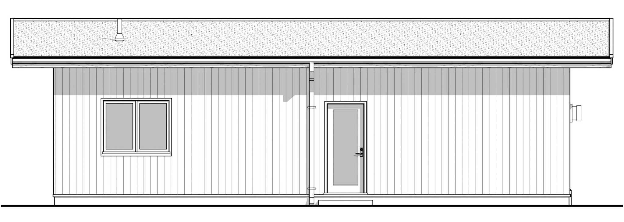 Home Plan Rear Elevation of this 2-Bedroom,800 Sq Ft Plan -211-1073