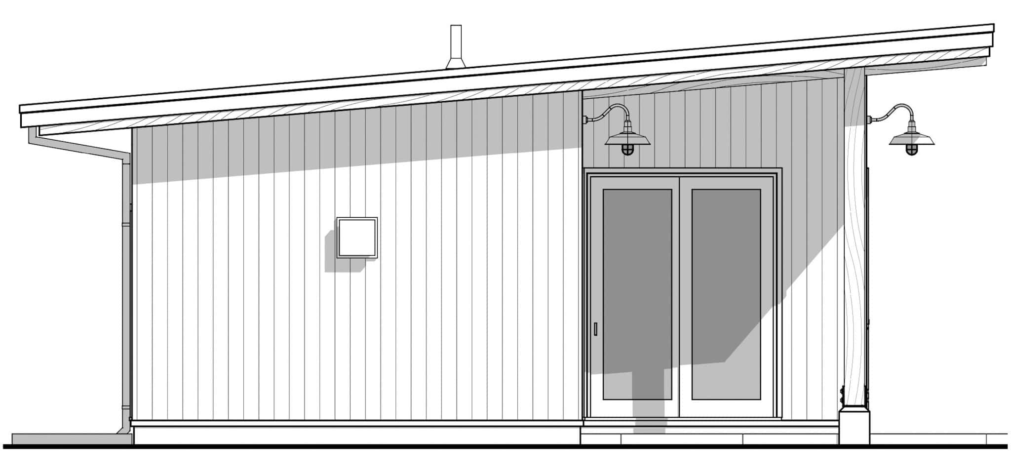 Home Plan Left Elevation of this 2-Bedroom,800 Sq Ft Plan -211-1073