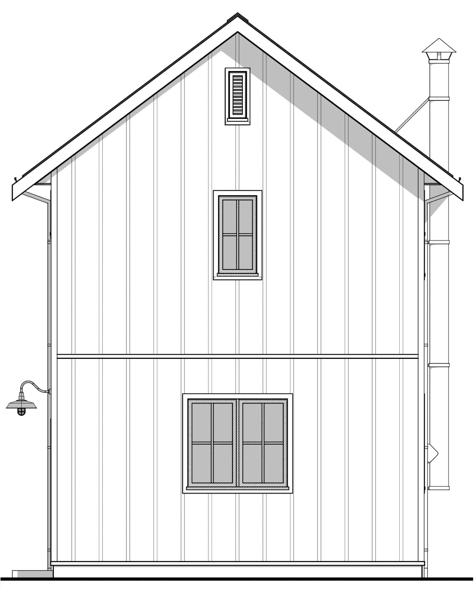 Home Plan Rear Elevation of this 2-Bedroom,1035 Sq Ft Plan -211-1075