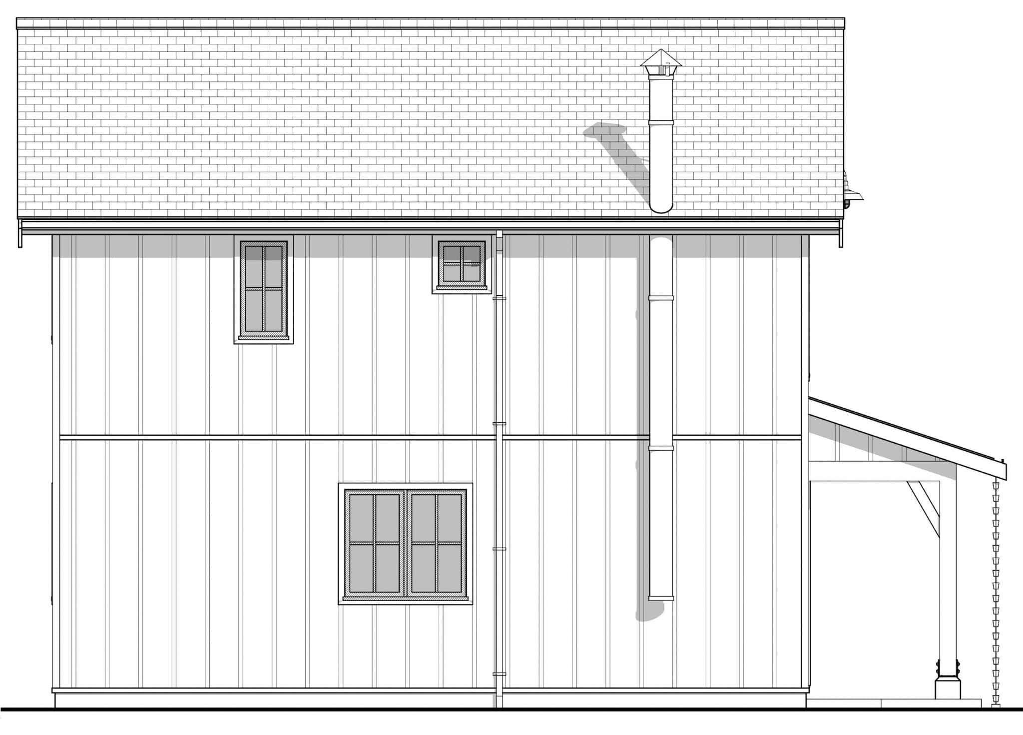 Home Plan Left Elevation of this 2-Bedroom,1035 Sq Ft Plan -211-1075