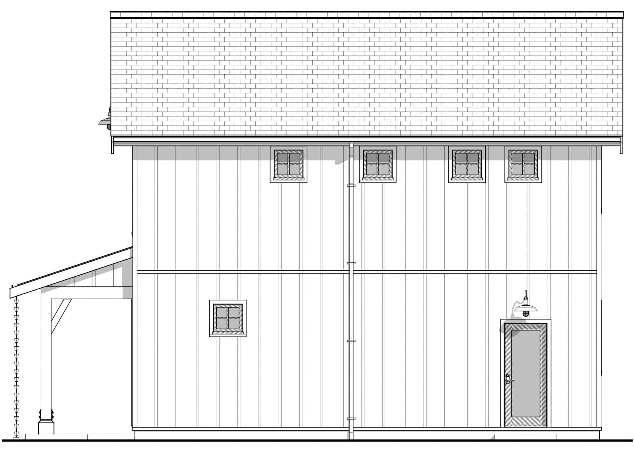 Home Plan Right Elevation of this 2-Bedroom,1035 Sq Ft Plan -211-1075