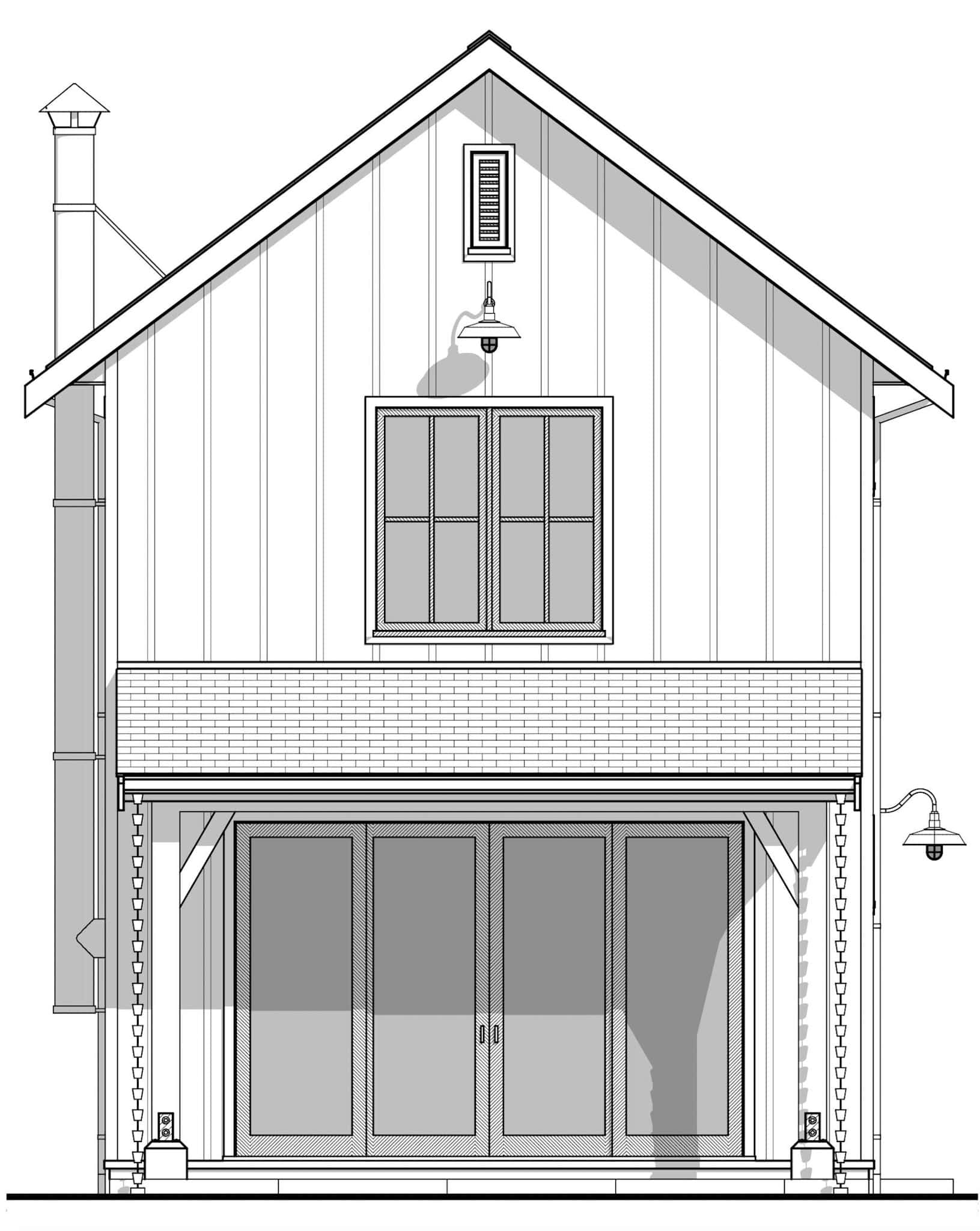 Home Plan Front Elevation of this 2-Bedroom,1035 Sq Ft Plan -211-1075