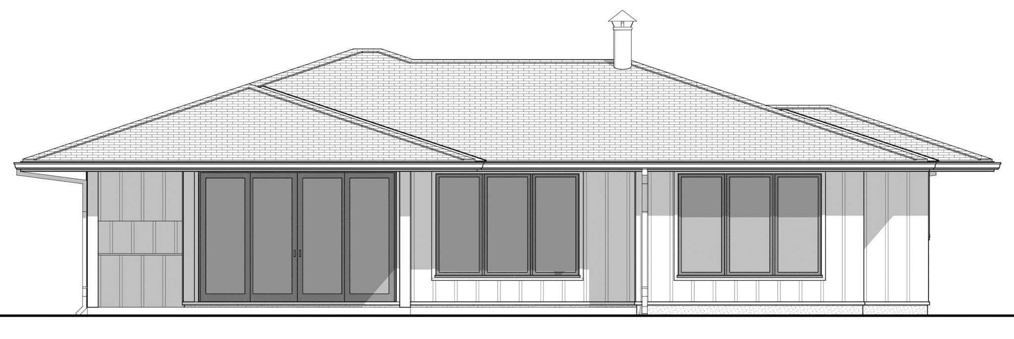 Home Plan Rear Elevation of this 2-Bedroom,1298 Sq Ft Plan -211-1077