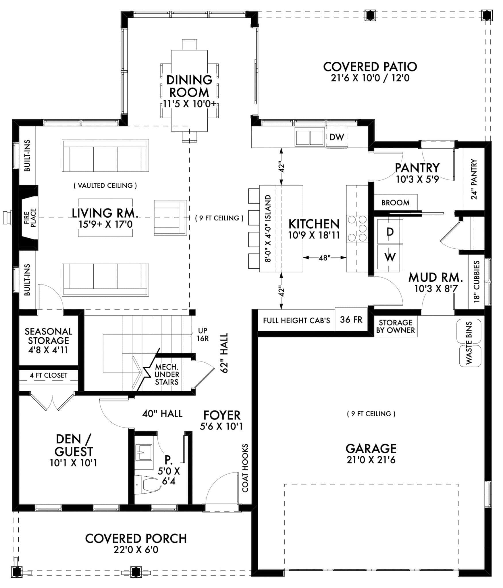 Main Level of Modern Farmhouse Plan #211-1082