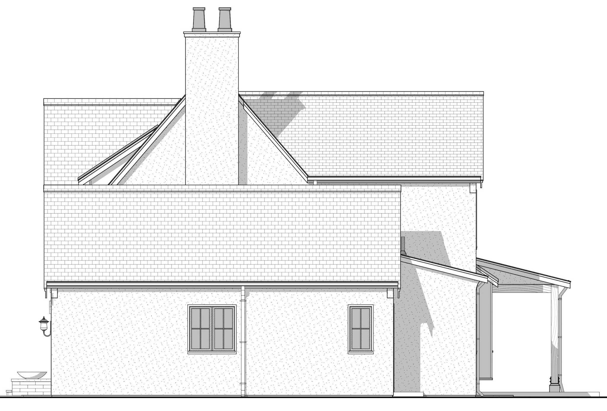 Home Plan Right Elevation of this 5-Bedroom,2525 Sq Ft Plan -211-1083