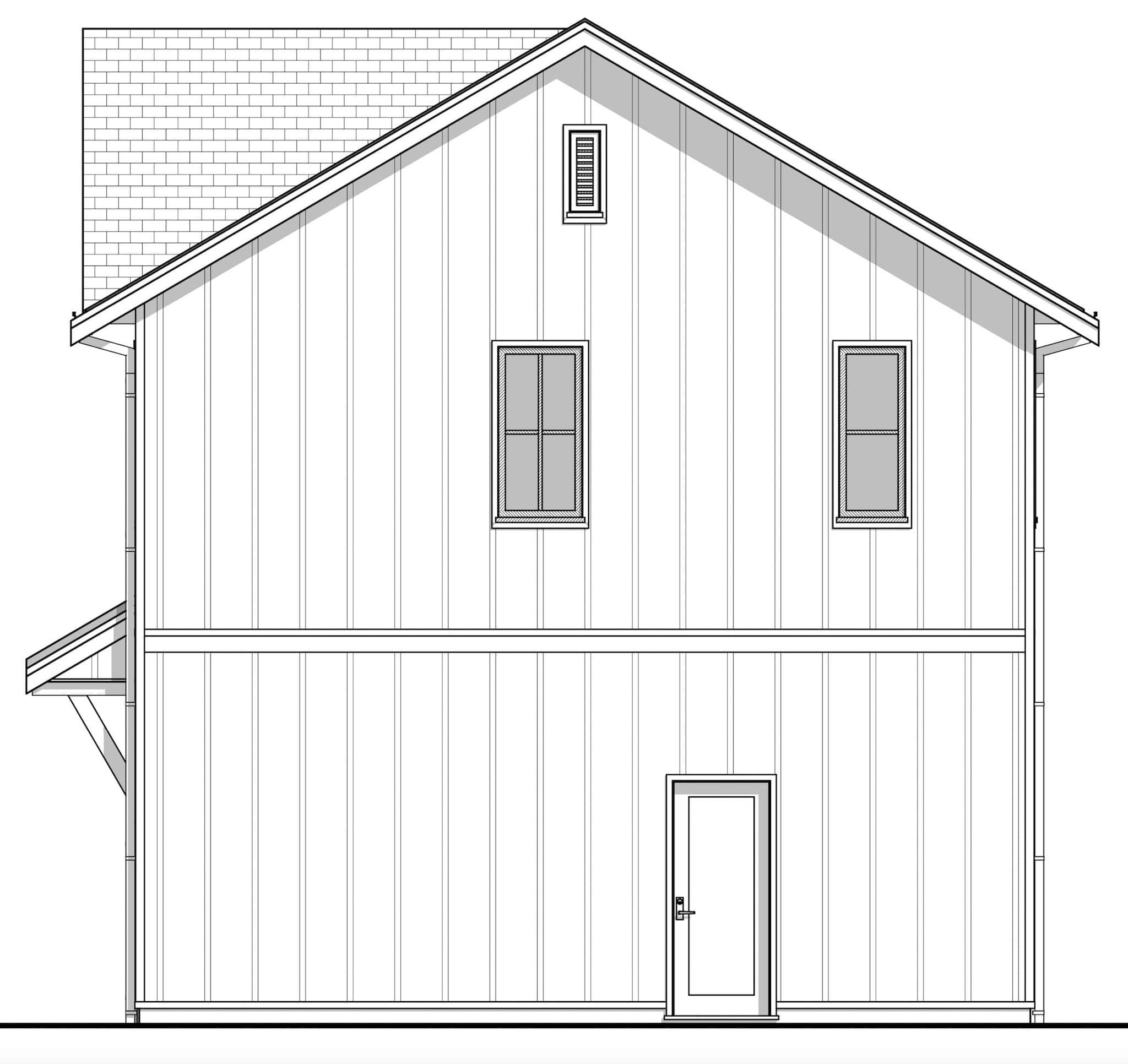 Home Plan Right Elevation of this 2-Bedroom,899 Sq Ft Plan -211-1091