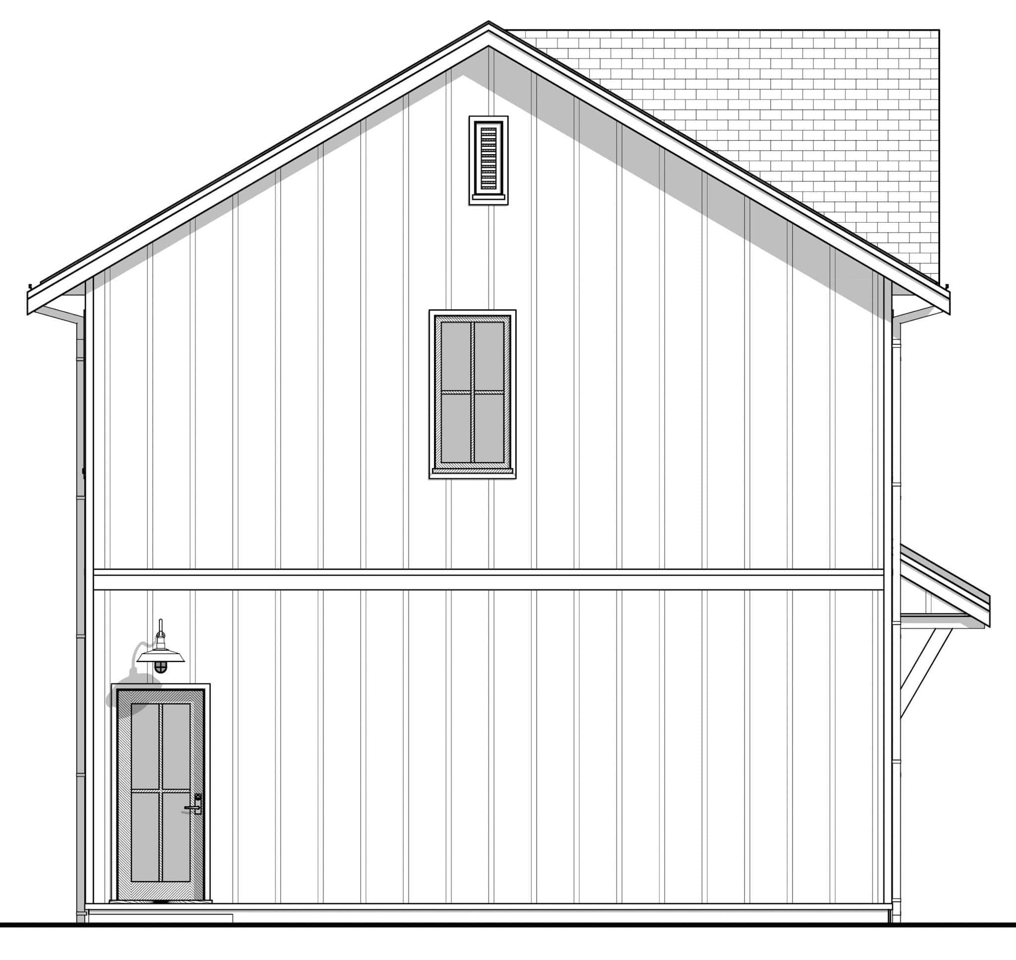 Home Plan Left Elevation of this 2-Bedroom,899 Sq Ft Plan -211-1091