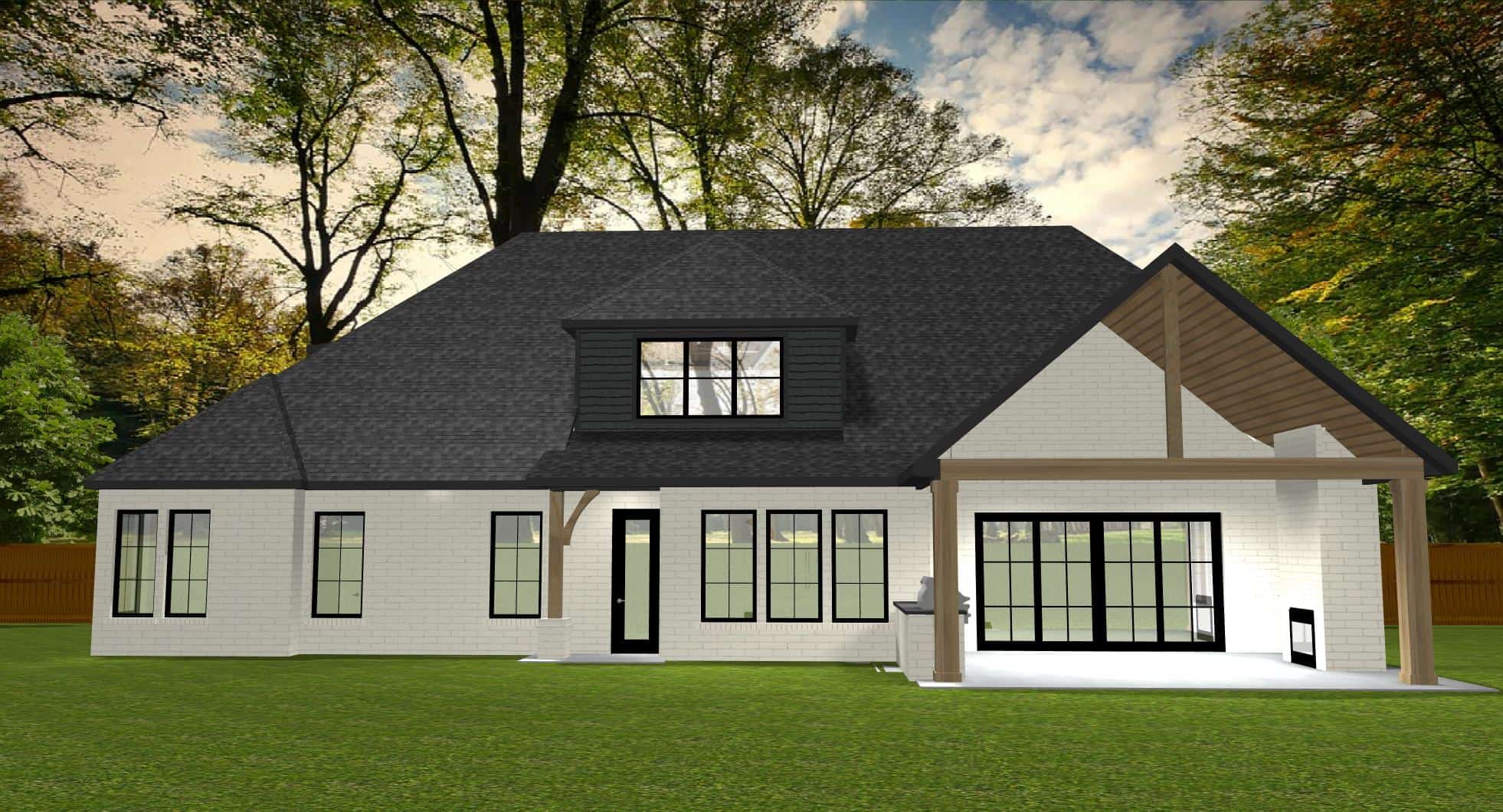 Rear View of this 4-Bedroom, 3438 Sq Ft Plan - 212-1012