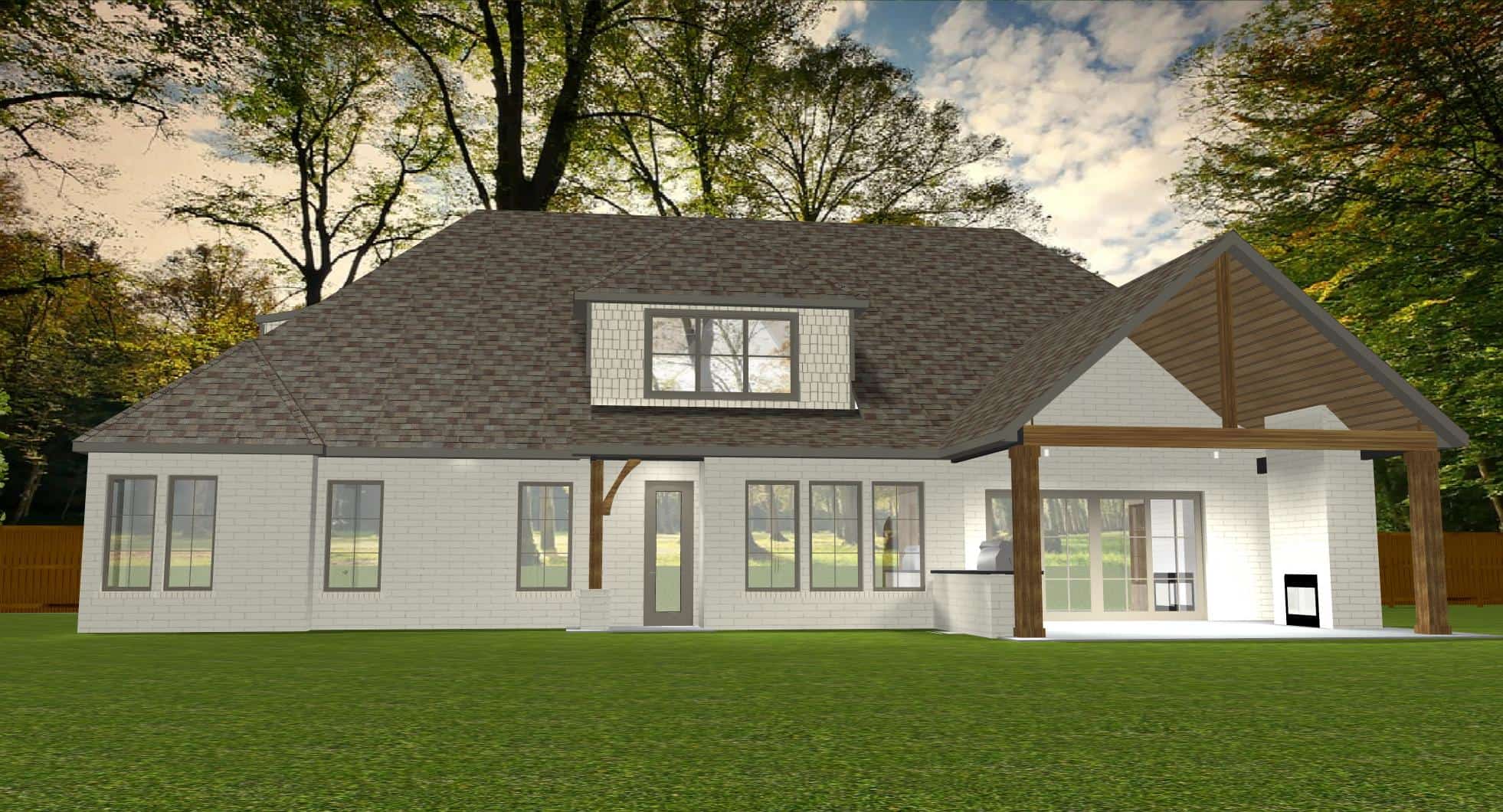Rear View of this 4-Bedroom, 3438 Sq Ft Plan - 212-1012
