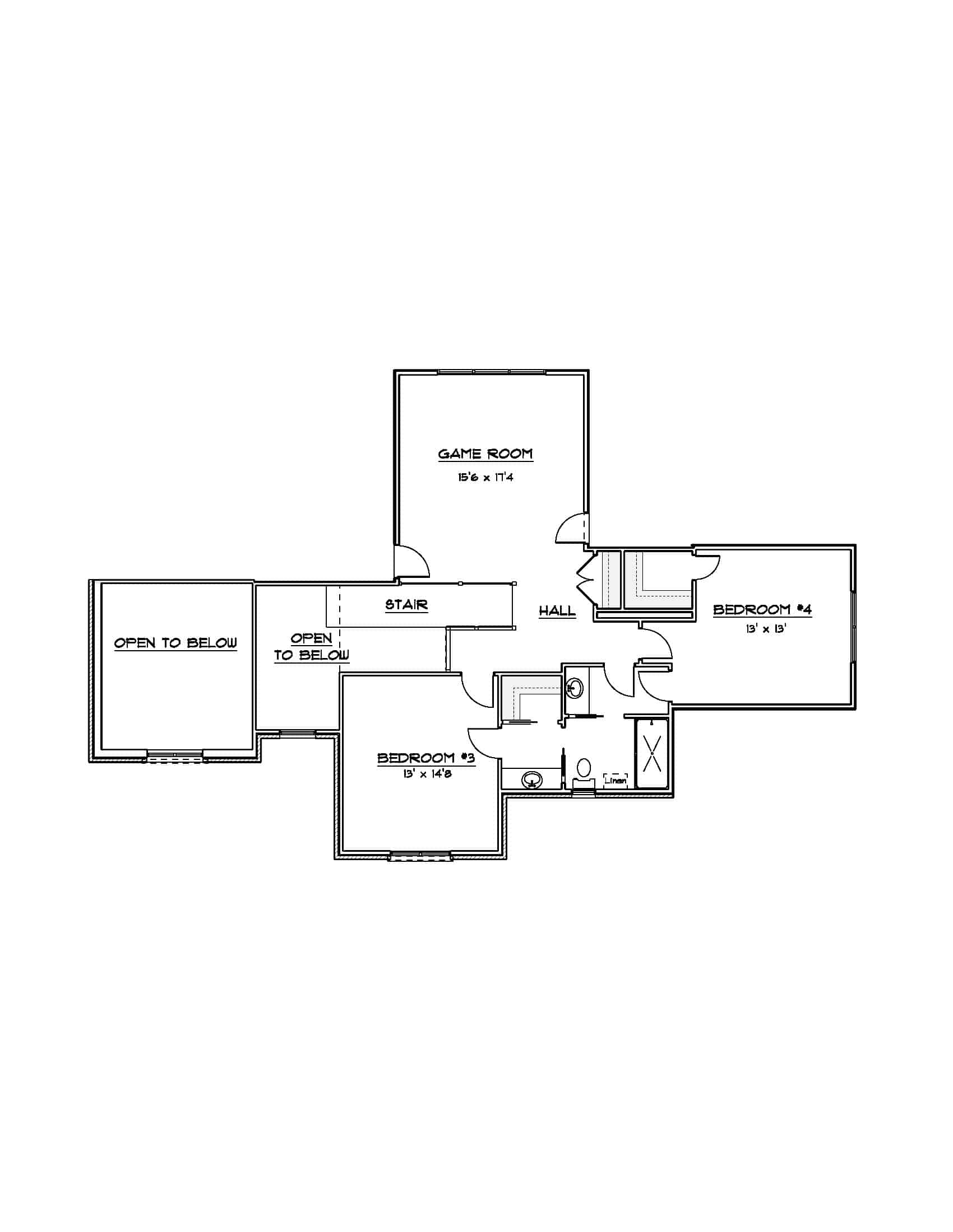 Upper Level of Cottage Plan #212-1012