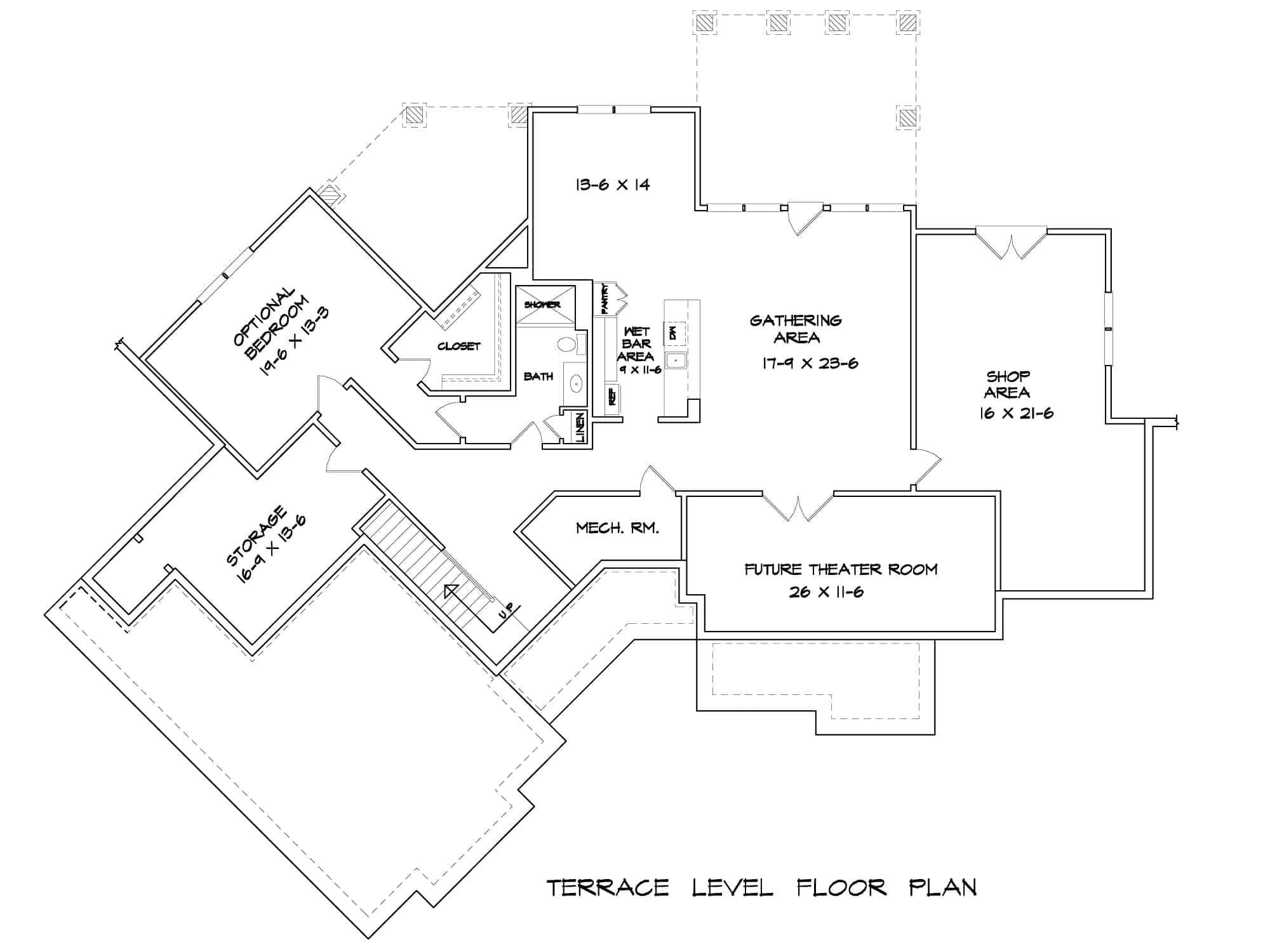 Basement of Craftsman Plan #213-1005