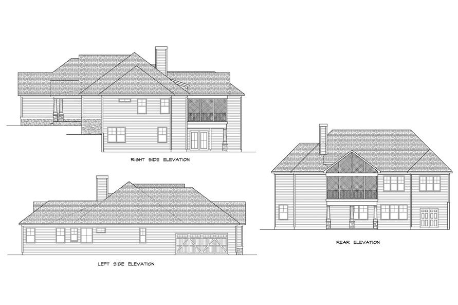 Home Plan Rear Elevation of this 3-Bedroom,2352 Sq Ft Plan -213-1006