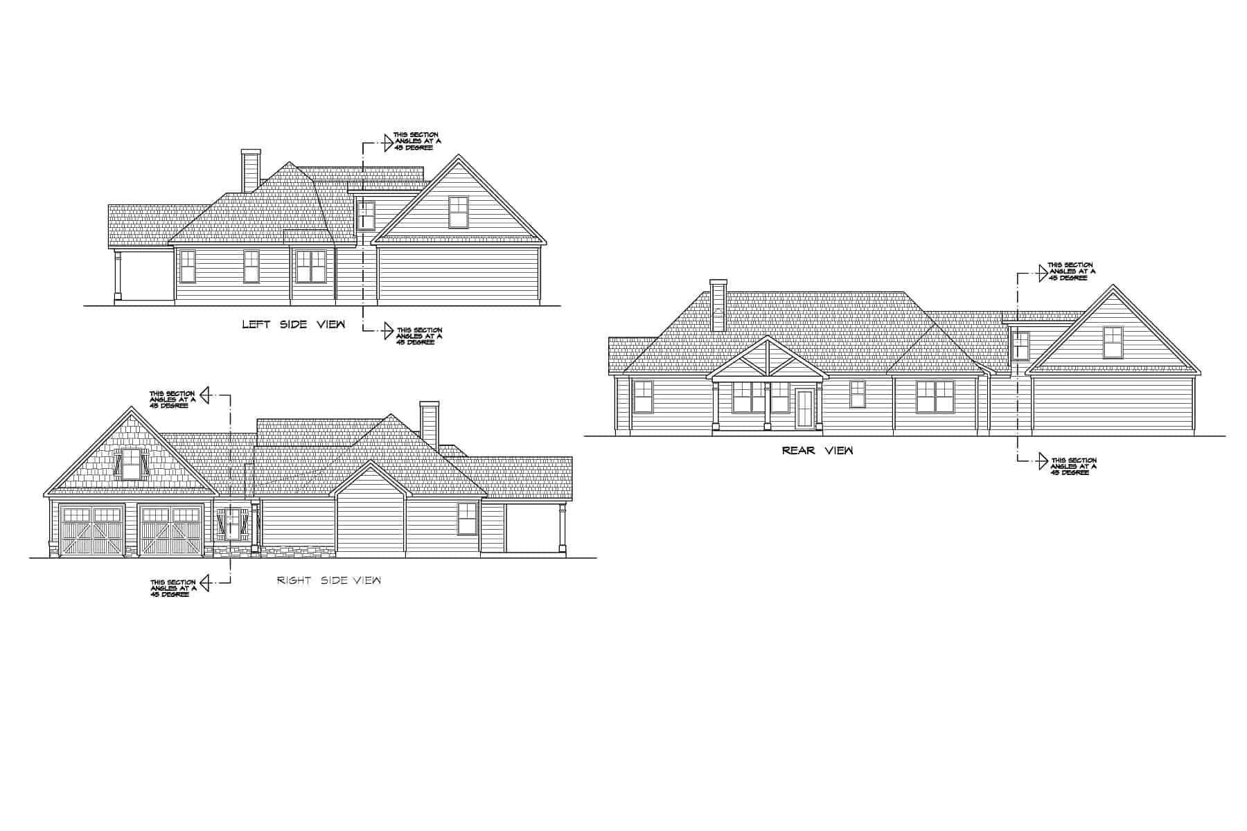 Home Plan Rear Elevation of this 3-Bedroom,2000 Sq Ft Plan -213-1010