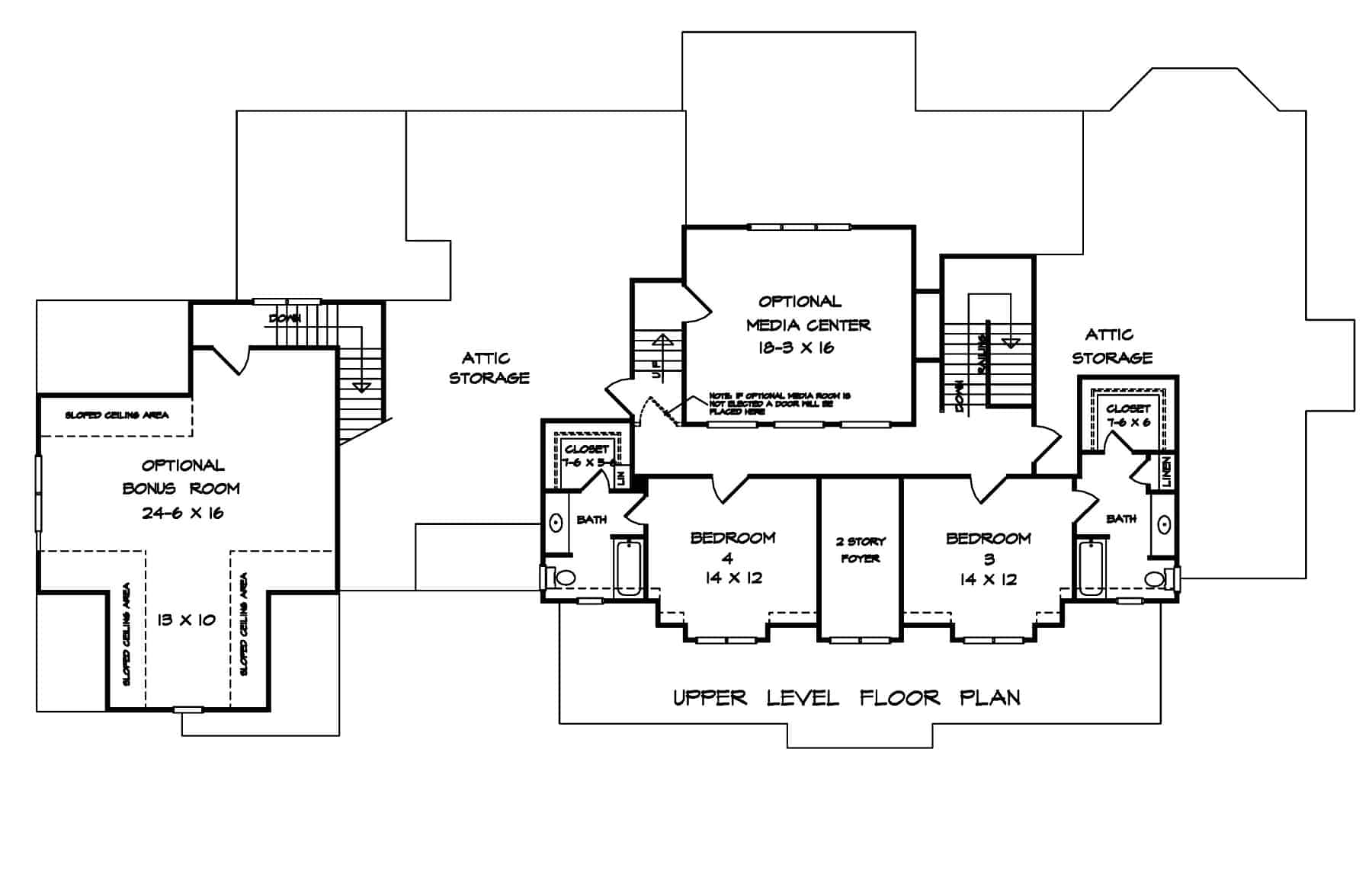 Upper Level of Craftsman Plan #213-1013