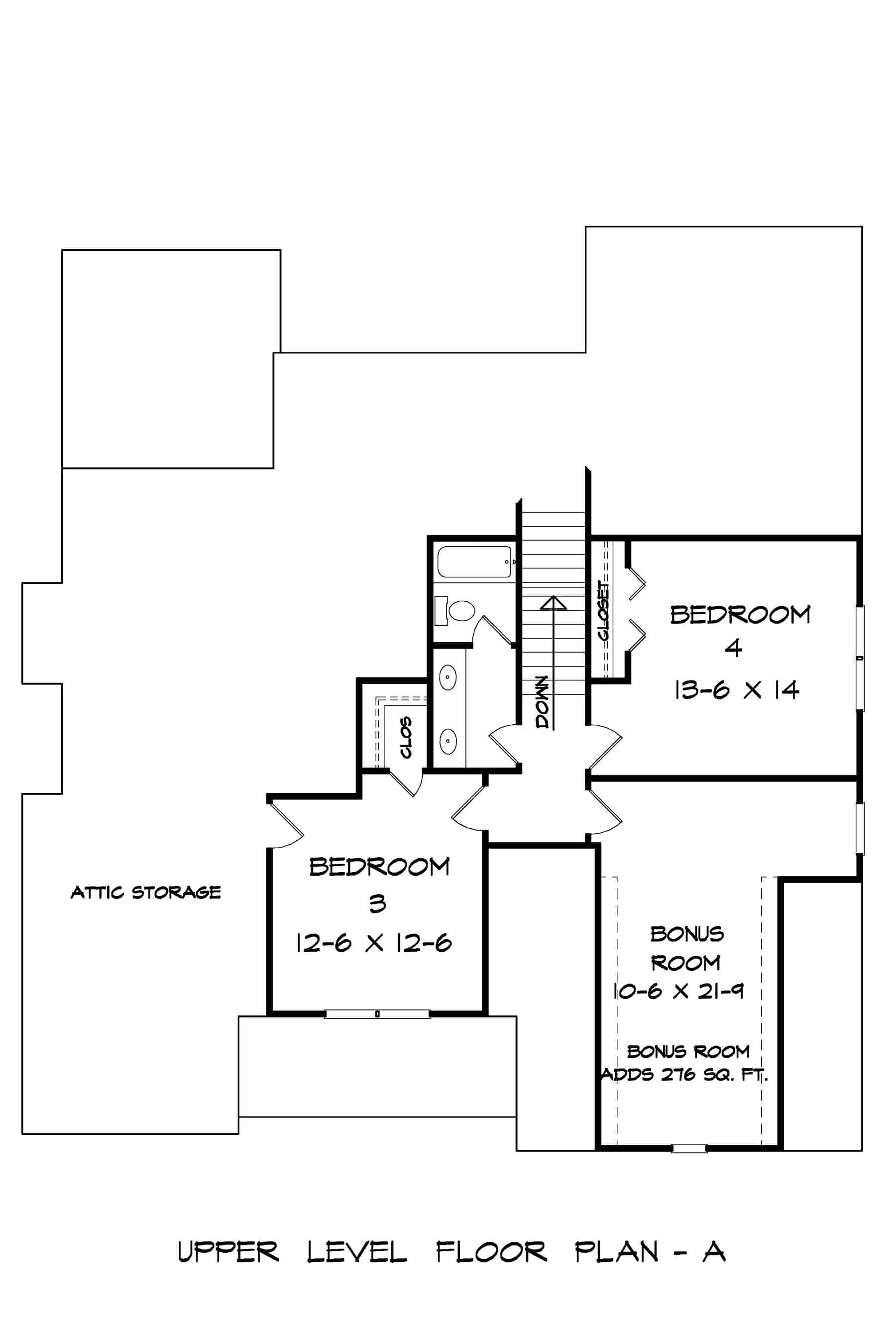 Upper Level of Craftsman Plan #213-1018