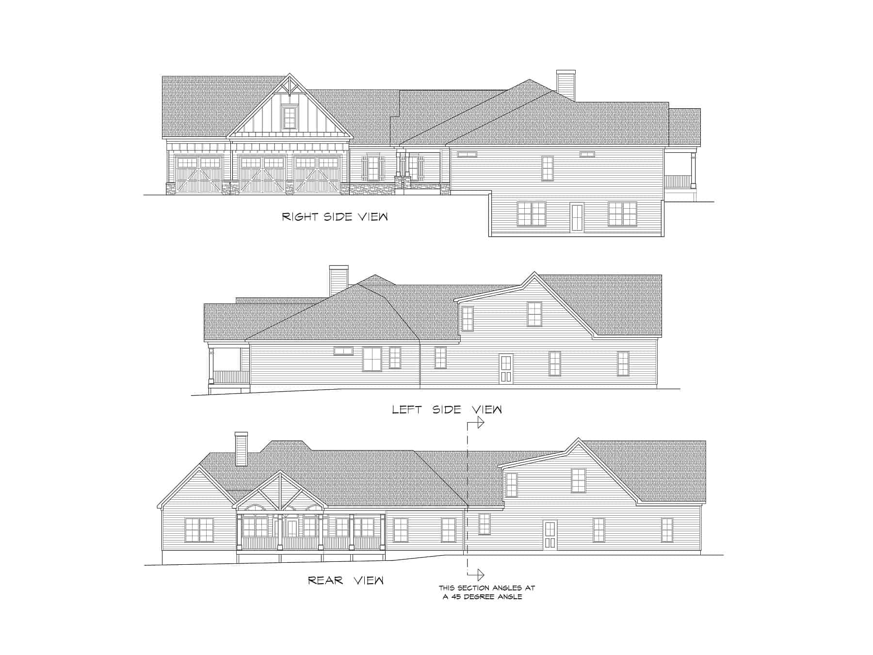 Home Plan Rear Elevation of this 4-Bedroom,3038 Sq Ft Plan -213-1024