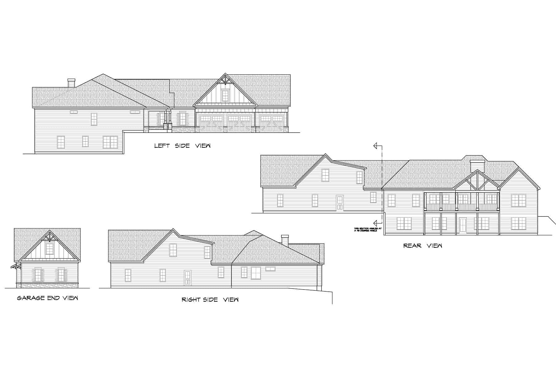Home Plan Rear Elevation of this 4-Bedroom,2971 Sq Ft Plan -213-1028
